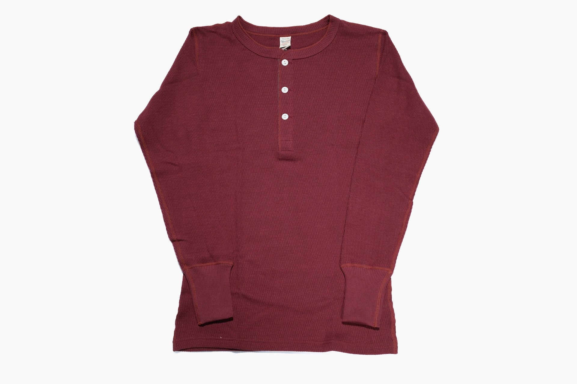 Warehouse Co. "Waffle-Knit" Henley L/S Thermal (Burgundy)