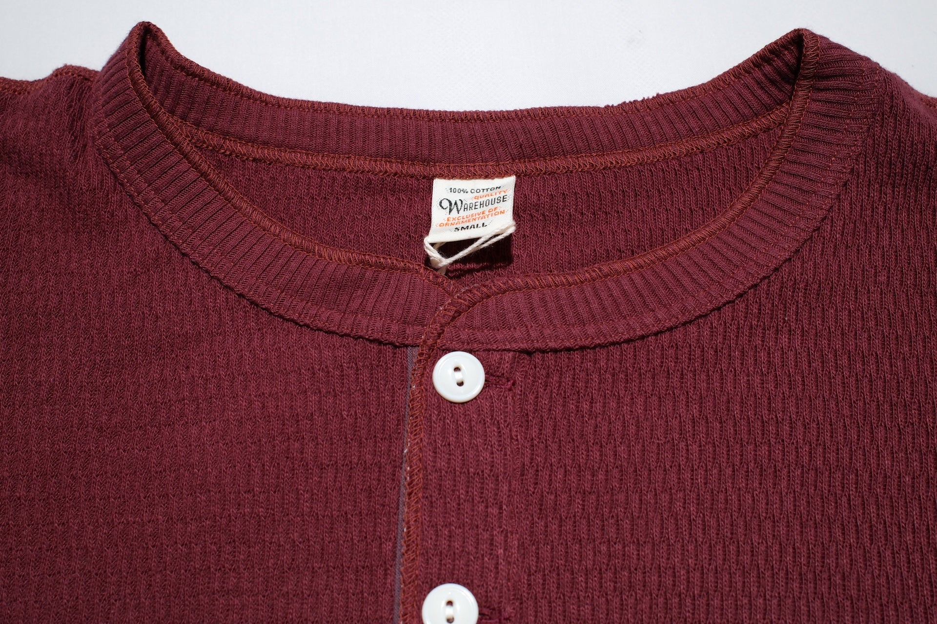 Warehouse Co. "Waffle-Knit" Henley L/S Thermal (Burgundy)