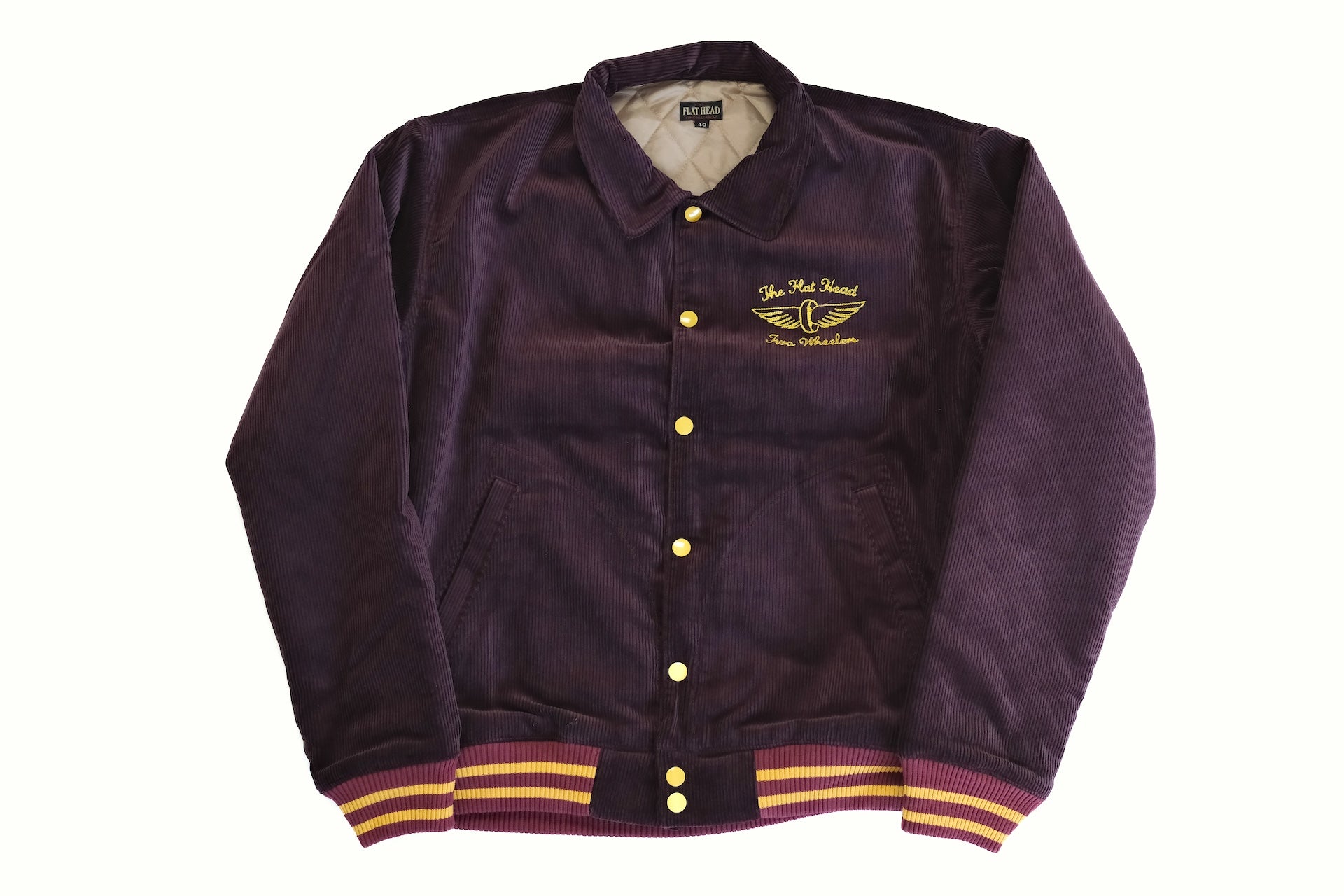 The Flat Head Heavyweight Corduroy Varsity Jacket (Burgundy)