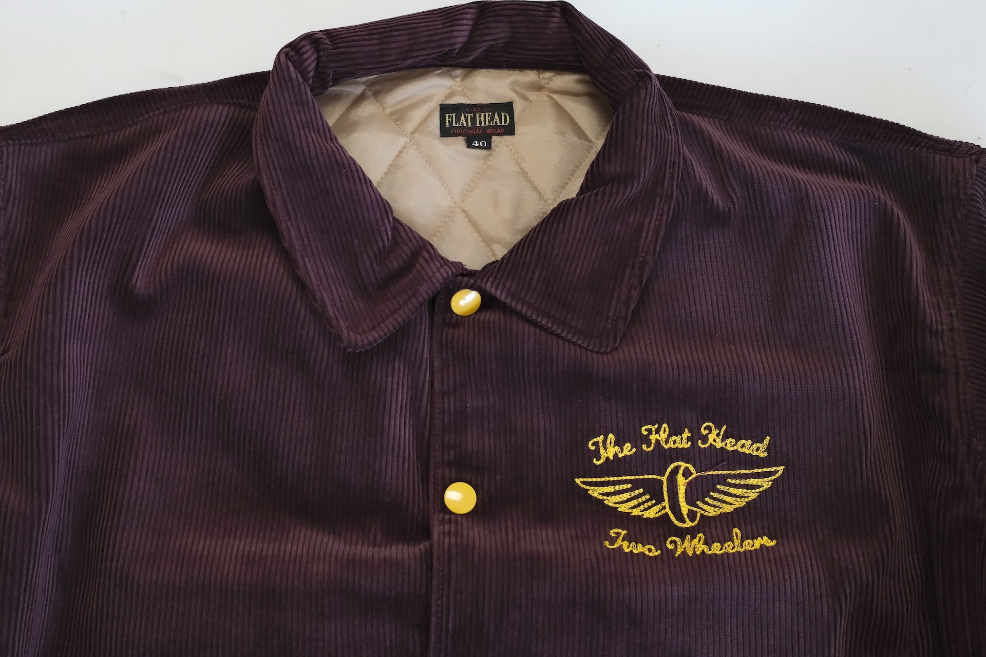 The Flat Head Heavyweight Corduroy Varsity Jacket (Burgundy)