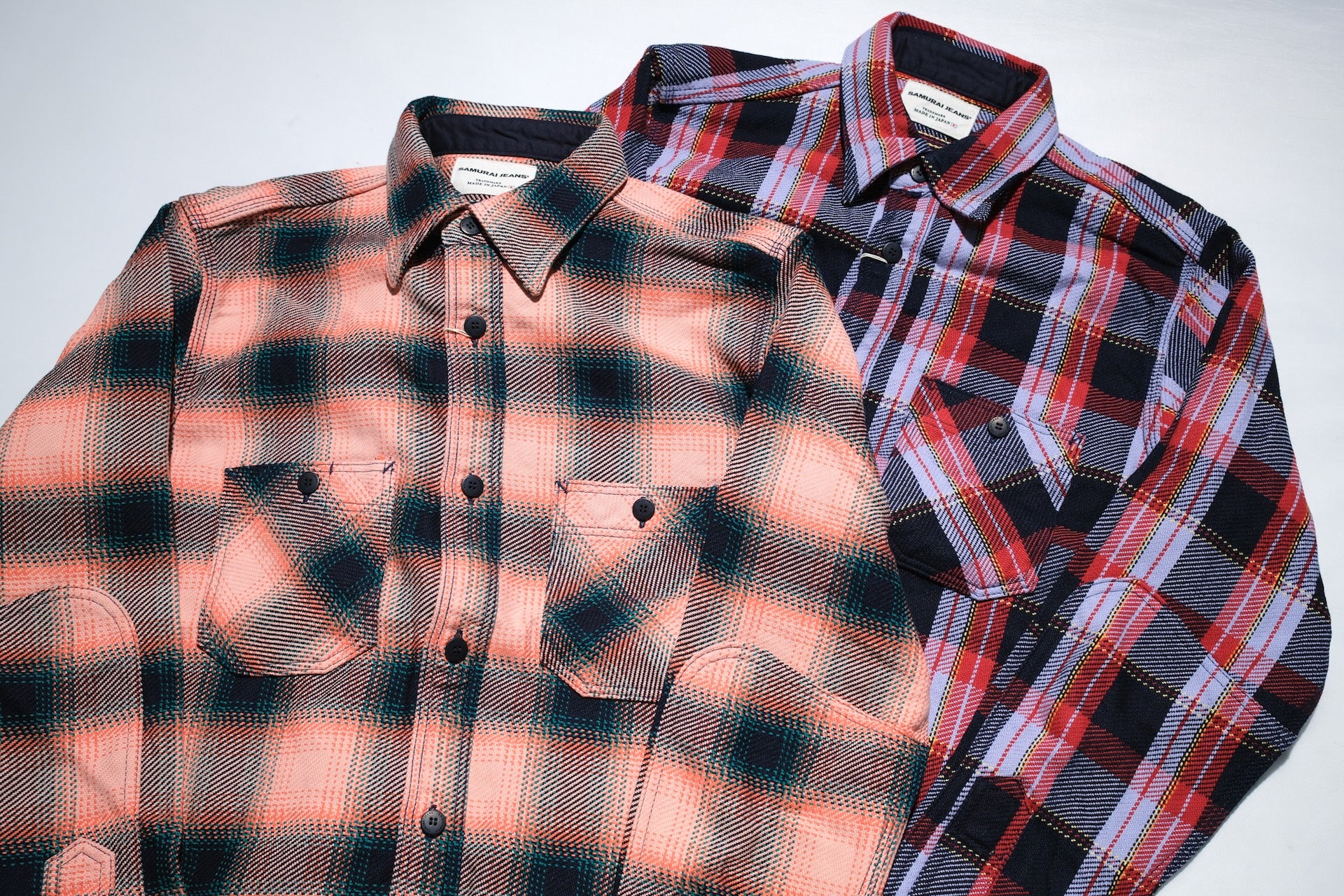 Samurai Indigo Dyed Heavyweight “Oversea Edition” Flannel Workshirt (Pink Salmon)