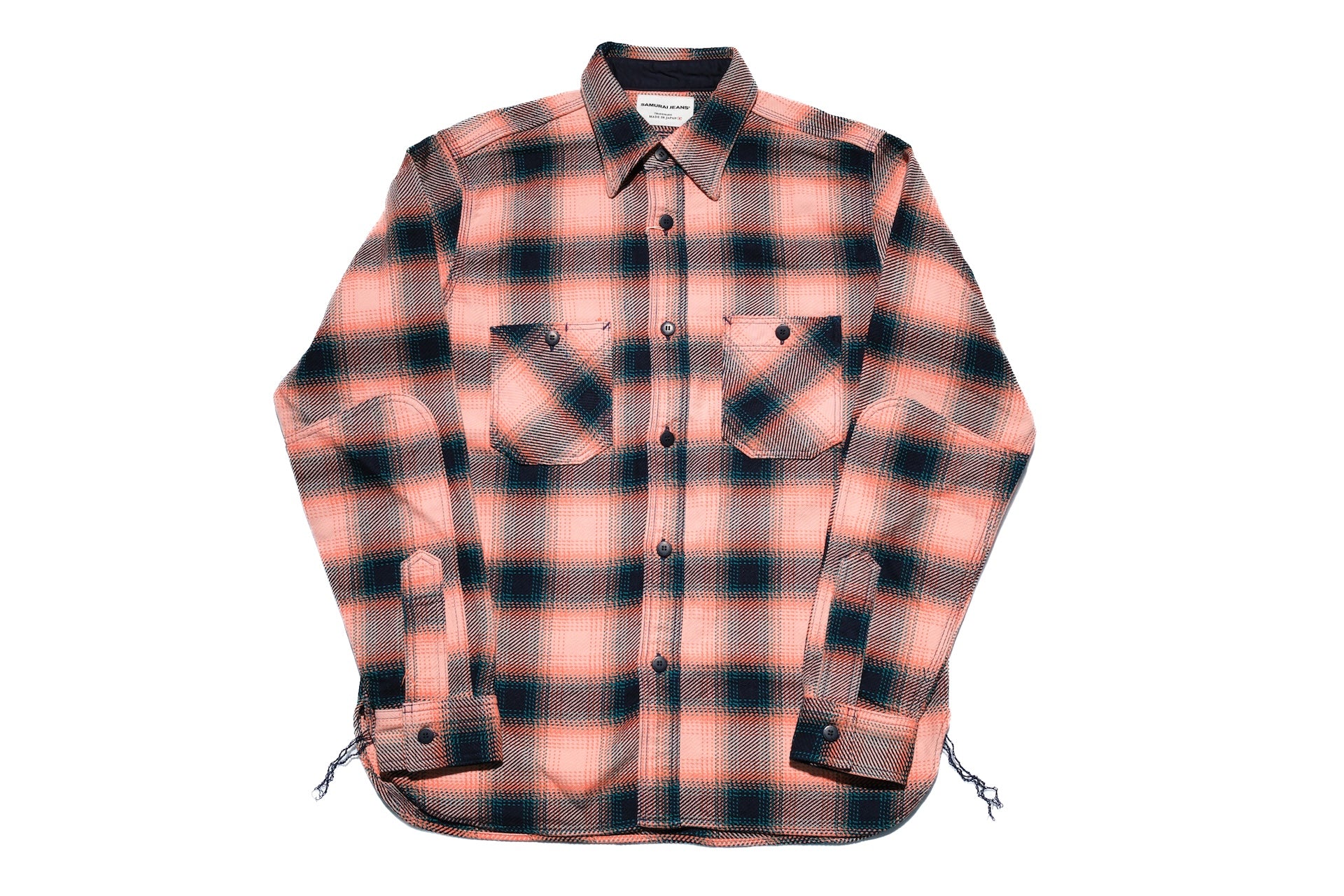 Samurai Indigo Dyed Heavyweight “Oversea Edition” Flannel Workshirt (Pink Salmon)