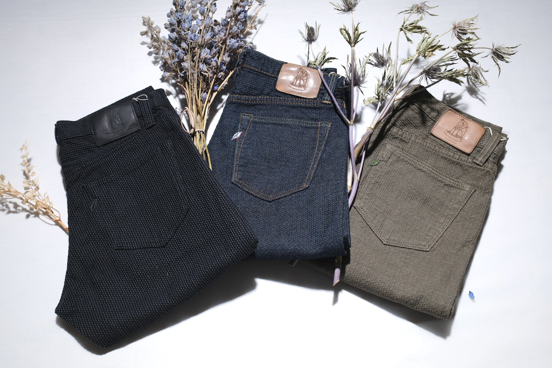 Pure Blue Japan 12.5oz "Double-Warps" Sashiko Trousers (Indigo X Indigo)