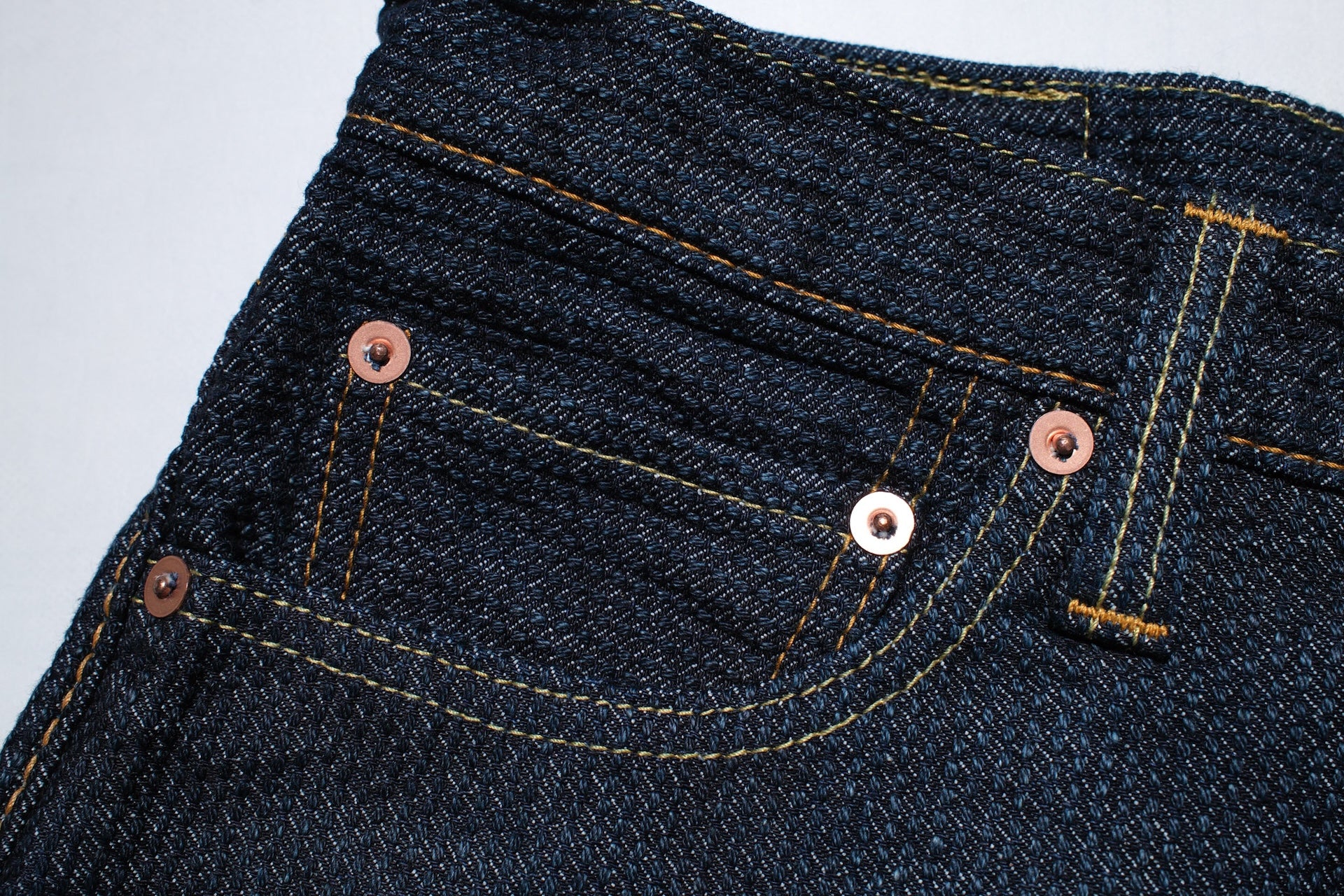 Pure Blue Japan 12.5oz "Double-Warps" Sashiko Trousers (Indigo X Indigo)