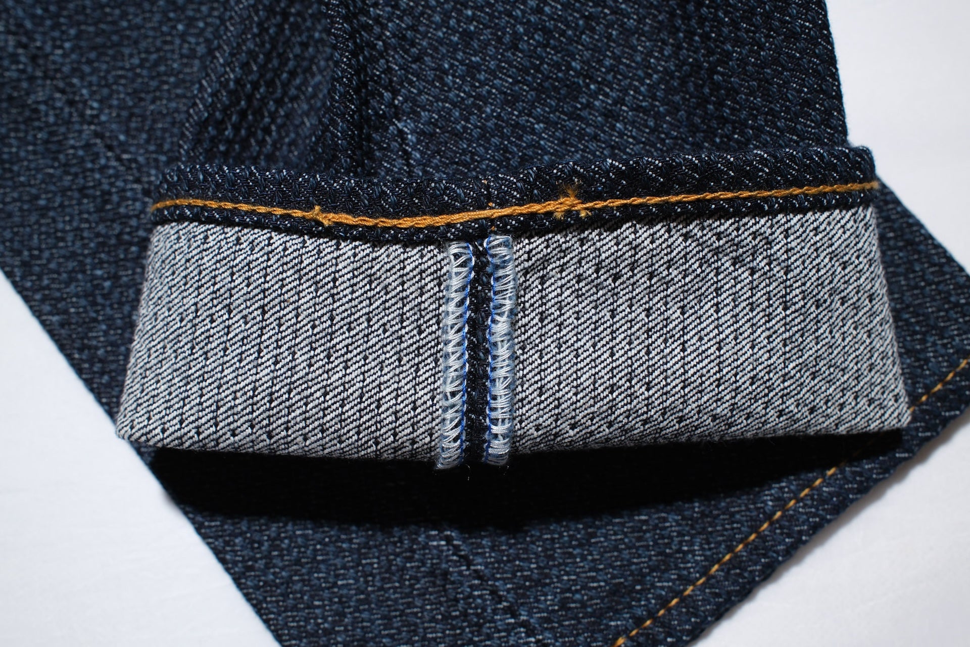 Pure Blue Japan 12.5oz "Double-Warps" Sashiko Trousers (Indigo X Indigo)
