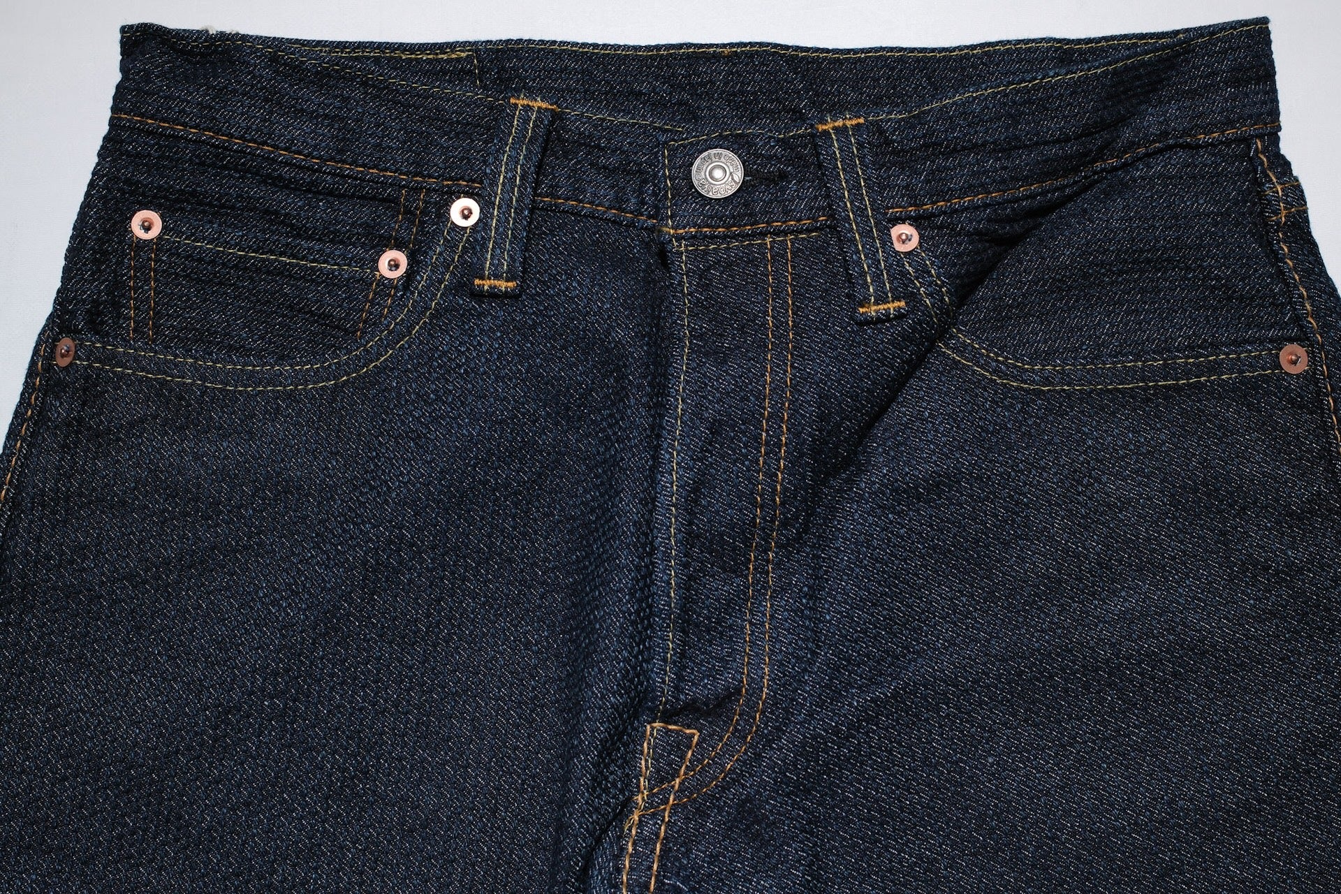 Pure Blue Japan 12.5oz "Double-Warps" Sashiko Trousers (Indigo X Indigo)