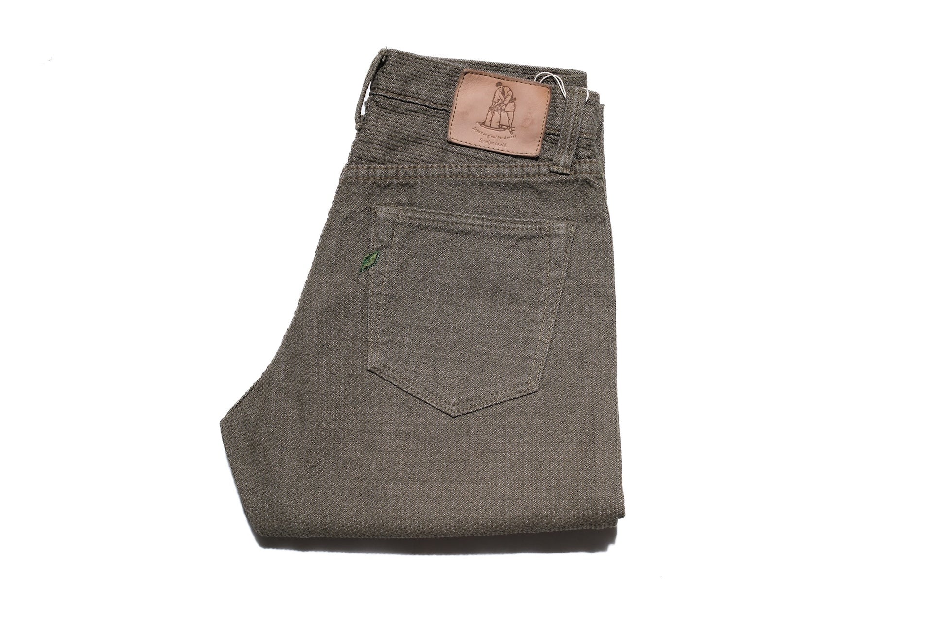 Pure Blue Japan 12.5oz "Double-Warps" Sashiko Trousers (Olive X Olive)