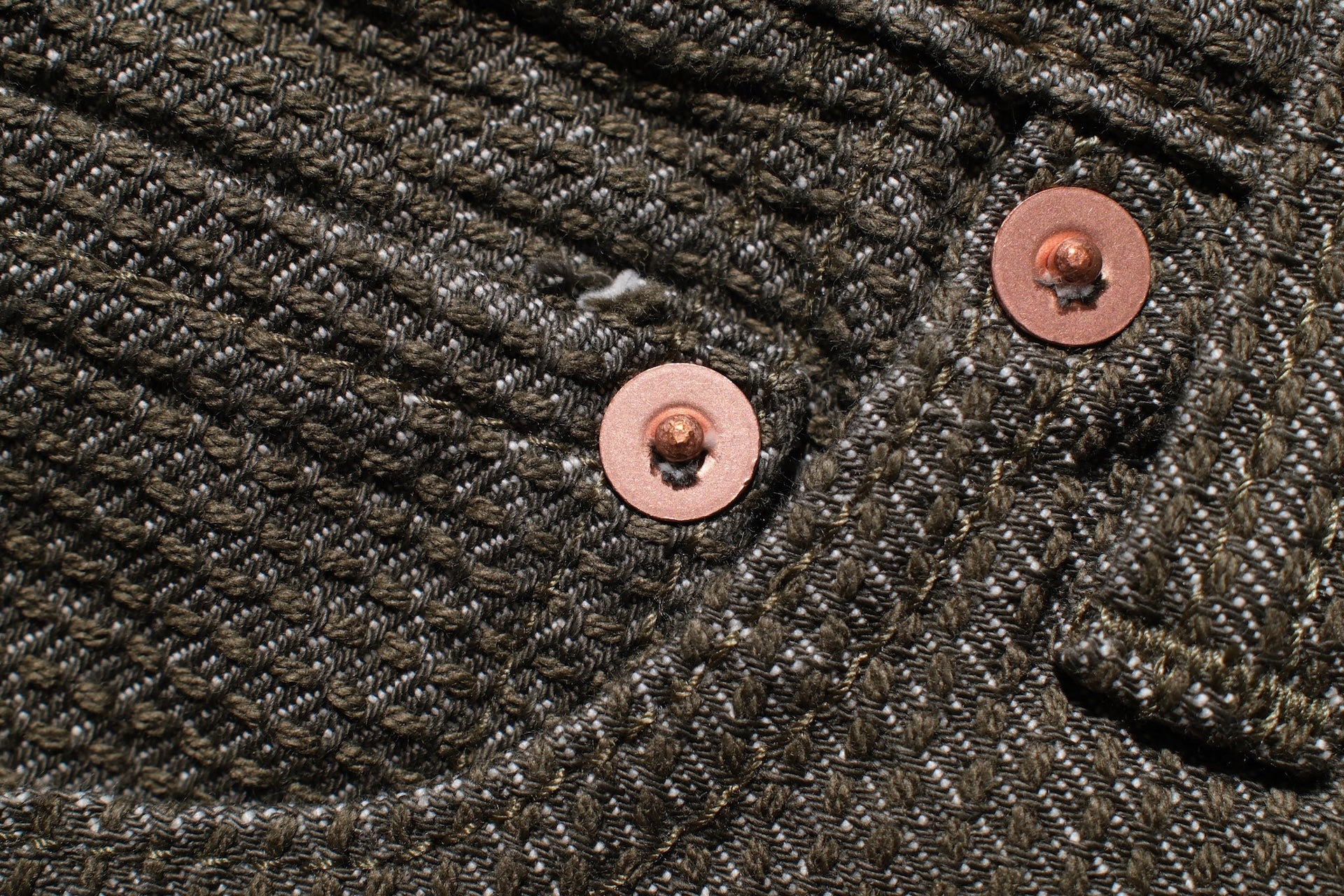 Pure Blue Japan 12.5oz "Double-Warps" Sashiko Trousers (Olive X Olive)