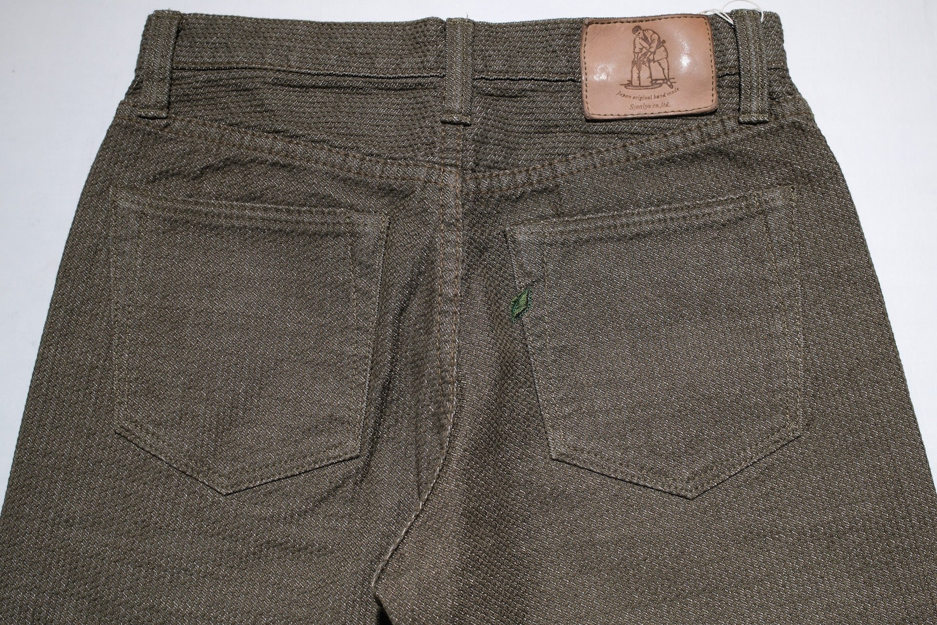 Pure Blue Japan 12.5oz "Double-Warps" Sashiko Trousers (Olive X Olive)