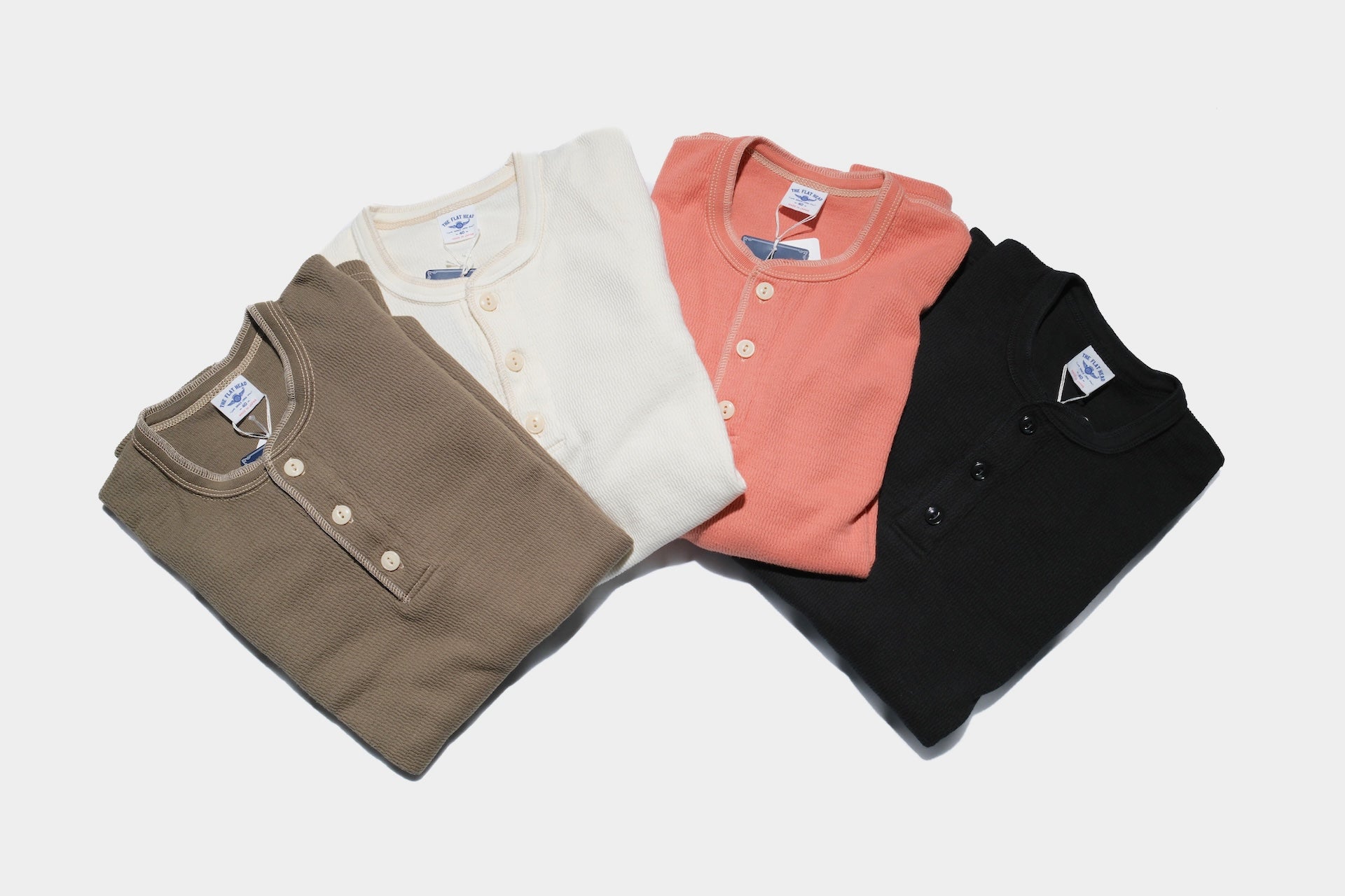 The Flat Head '26 Version "Standard" L/S Henley Thermal Tee (Olive)