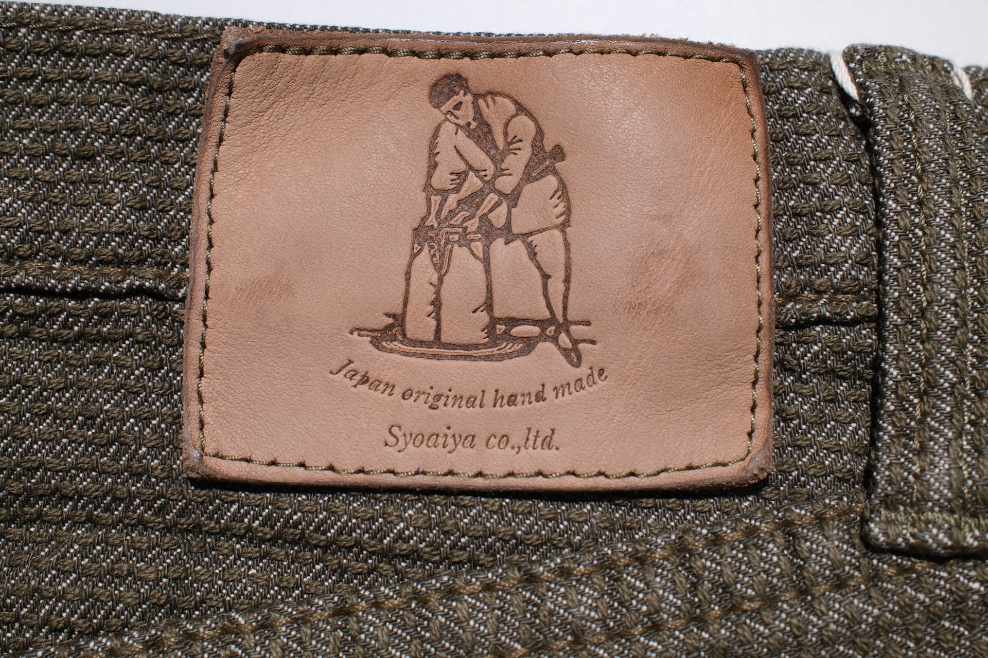 Pure Blue Japan 12.5oz "Double-Warps" Sashiko Trousers (Olive X Olive)
