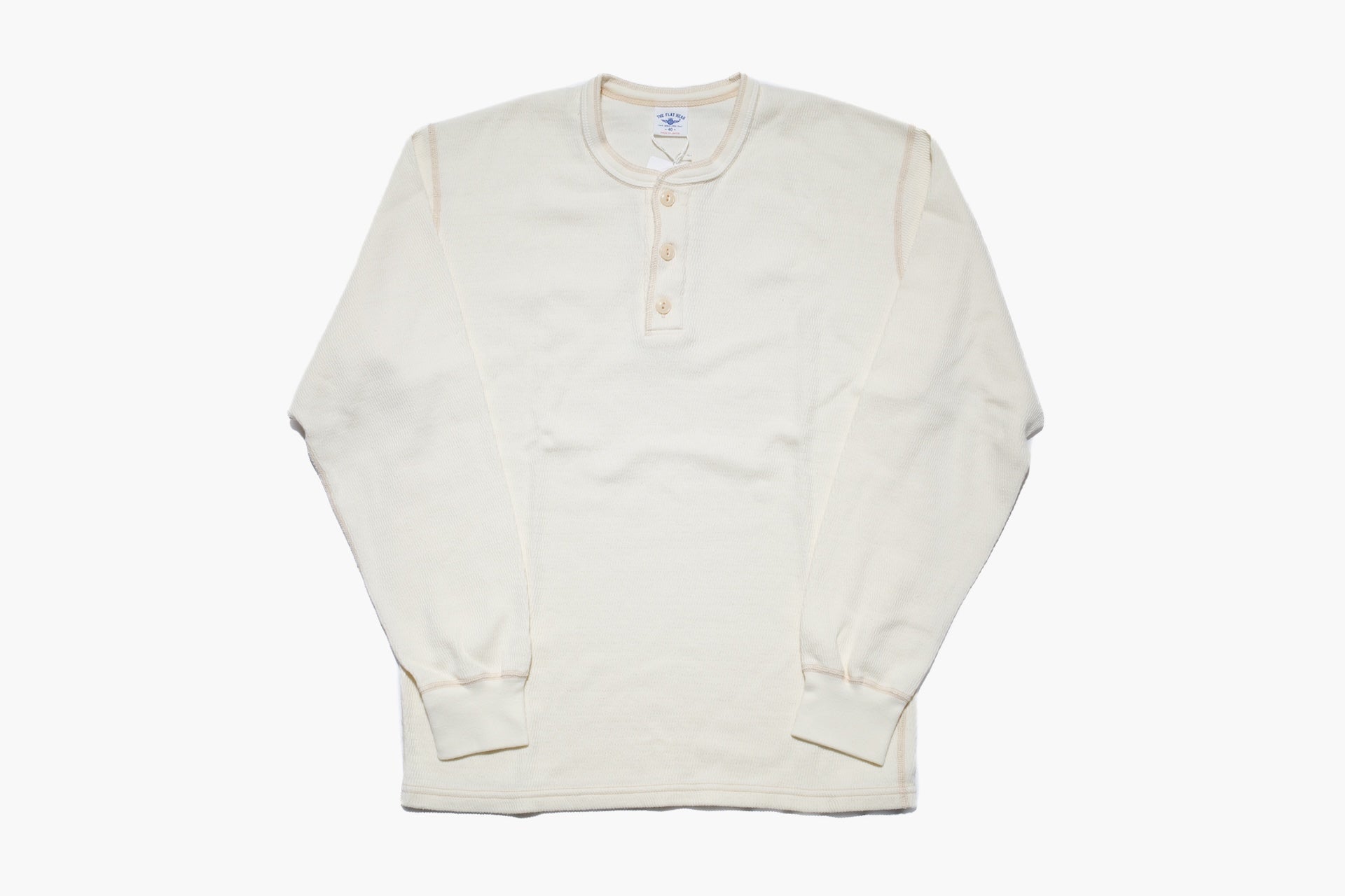 The Flat Head '26 Version "Standard" L/S Henley Thermal Tee (Ivory)