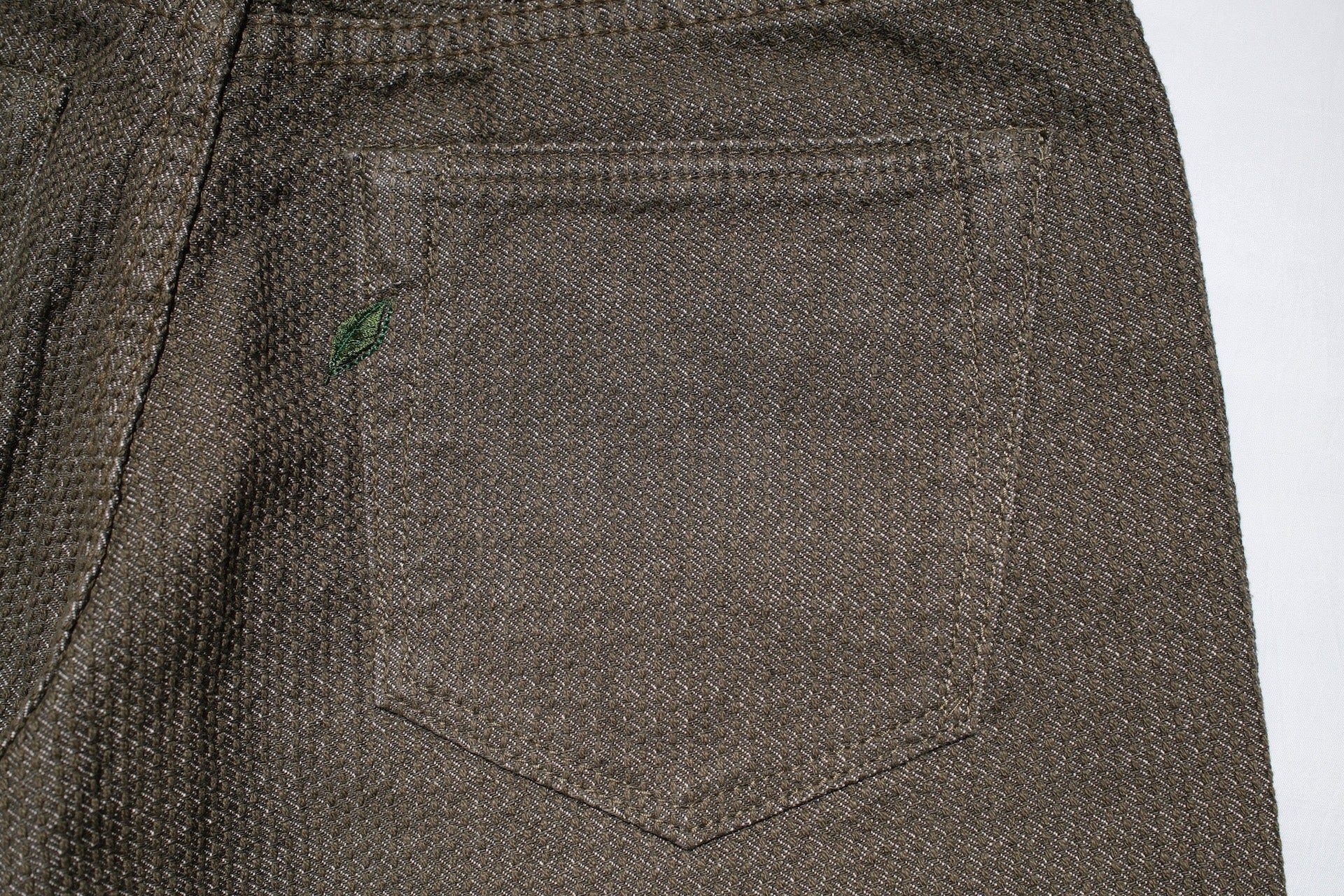 Pure Blue Japan 12.5oz "Double-Warps" Sashiko Trousers (Olive X Olive)