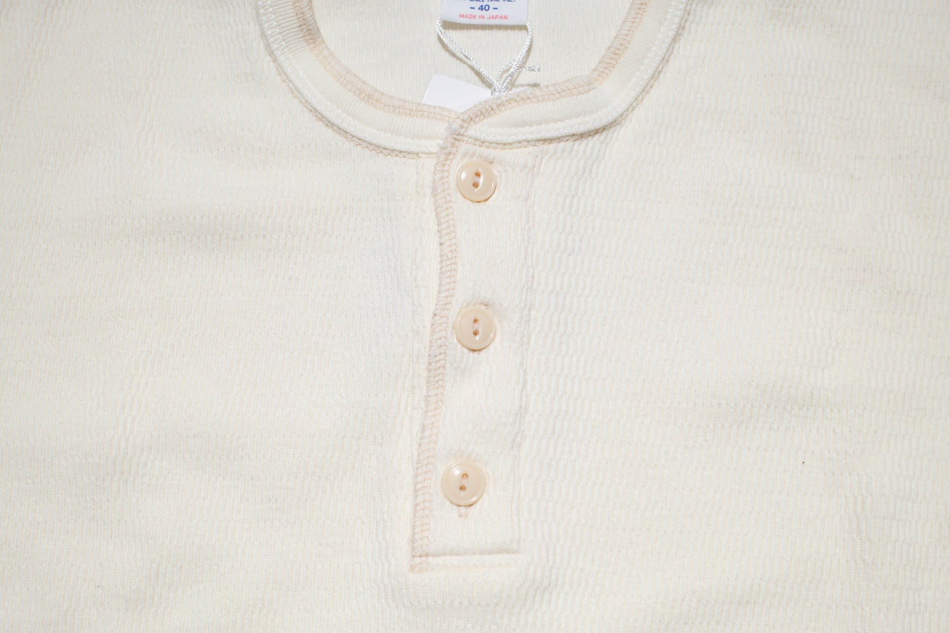 The Flat Head '26 Version "Standard" L/S Henley Thermal Tee (Ivory)