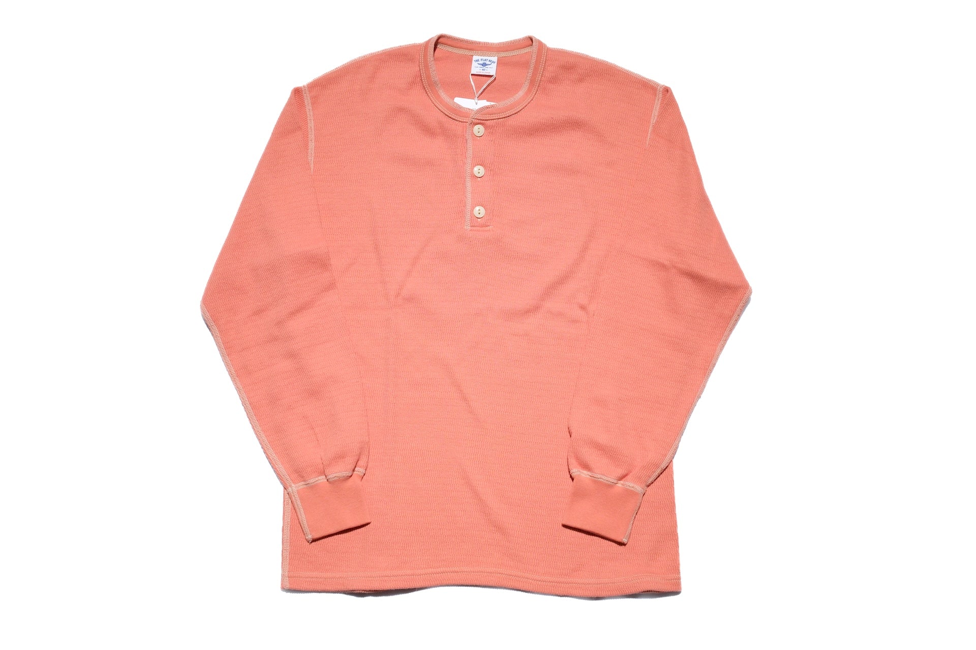 The Flat Head '26 Version "Standard" L/S Henley Thermal Tee (Salmon)