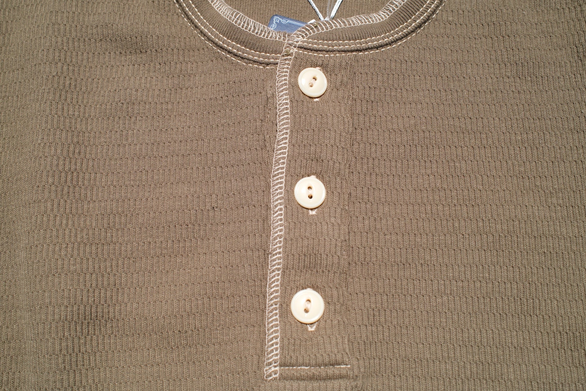 The Flat Head '26 Version "Standard" L/S Henley Thermal Tee (Olive)