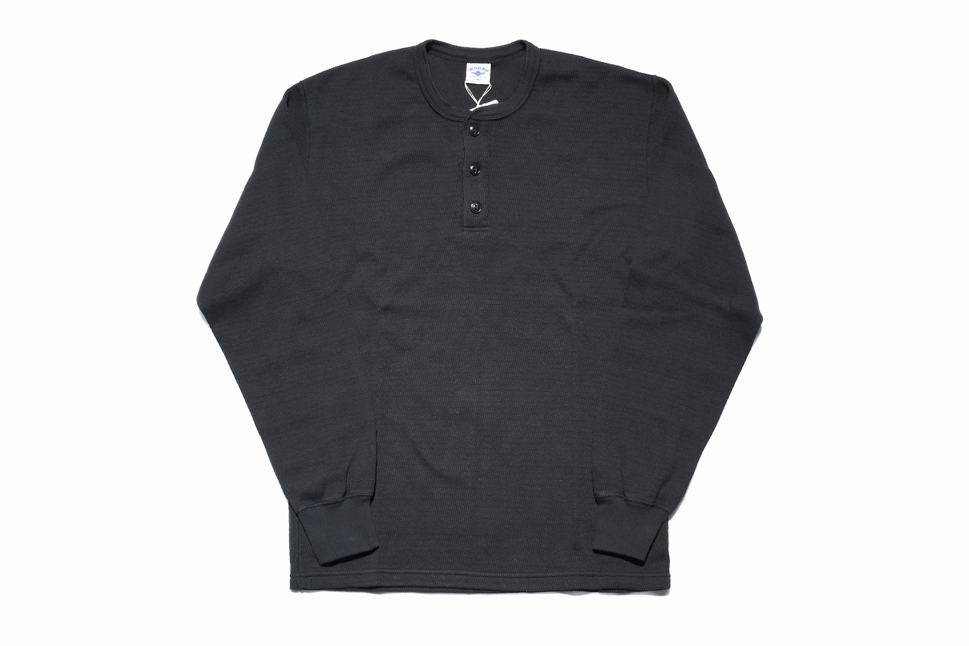 The Flat Head '26 Version "Standard" L/S Henley Thermal Tee (Black)