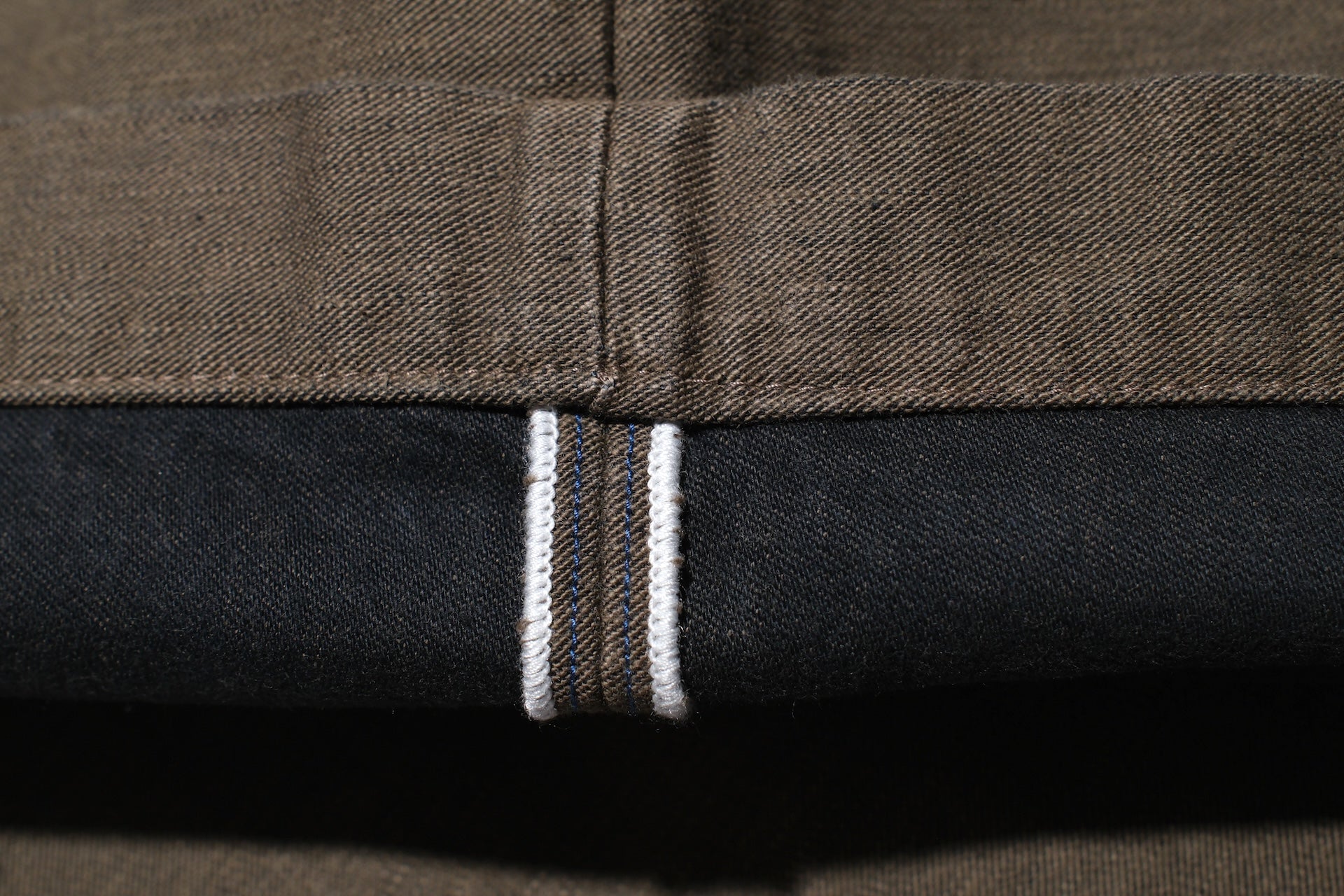 Pure Blue Japan Heavyweight Back Sateen Trousers (Khaki X Black)