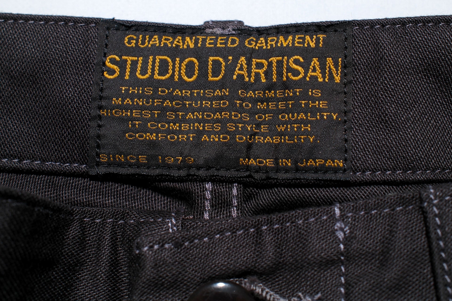 Studio D'Artisan 12oz Military-Style Back Sateen Baker Pants (Charcoal Black)