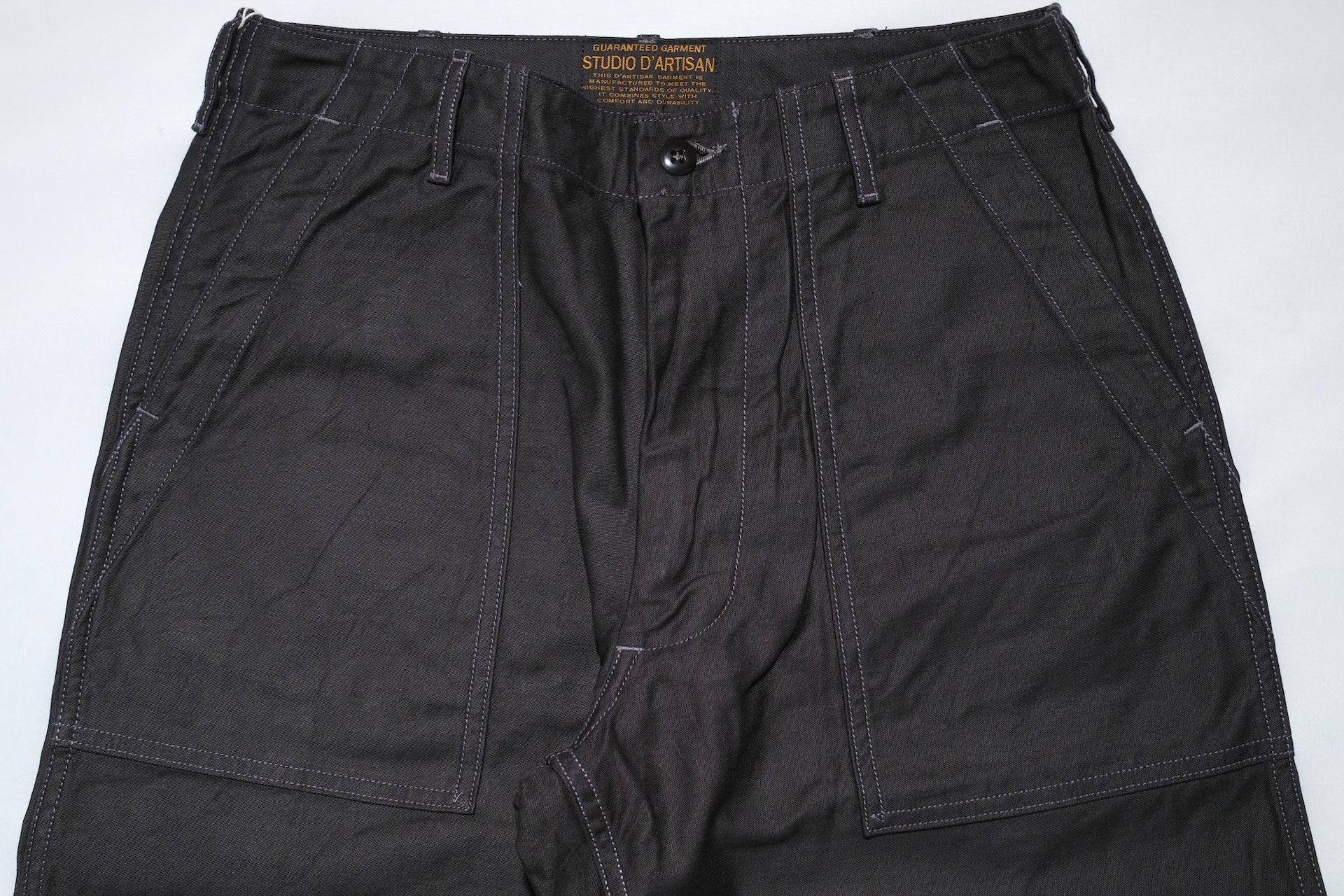 Studio D'Artisan 12oz Military-Style Back Sateen Baker Pants (Charcoal Black)