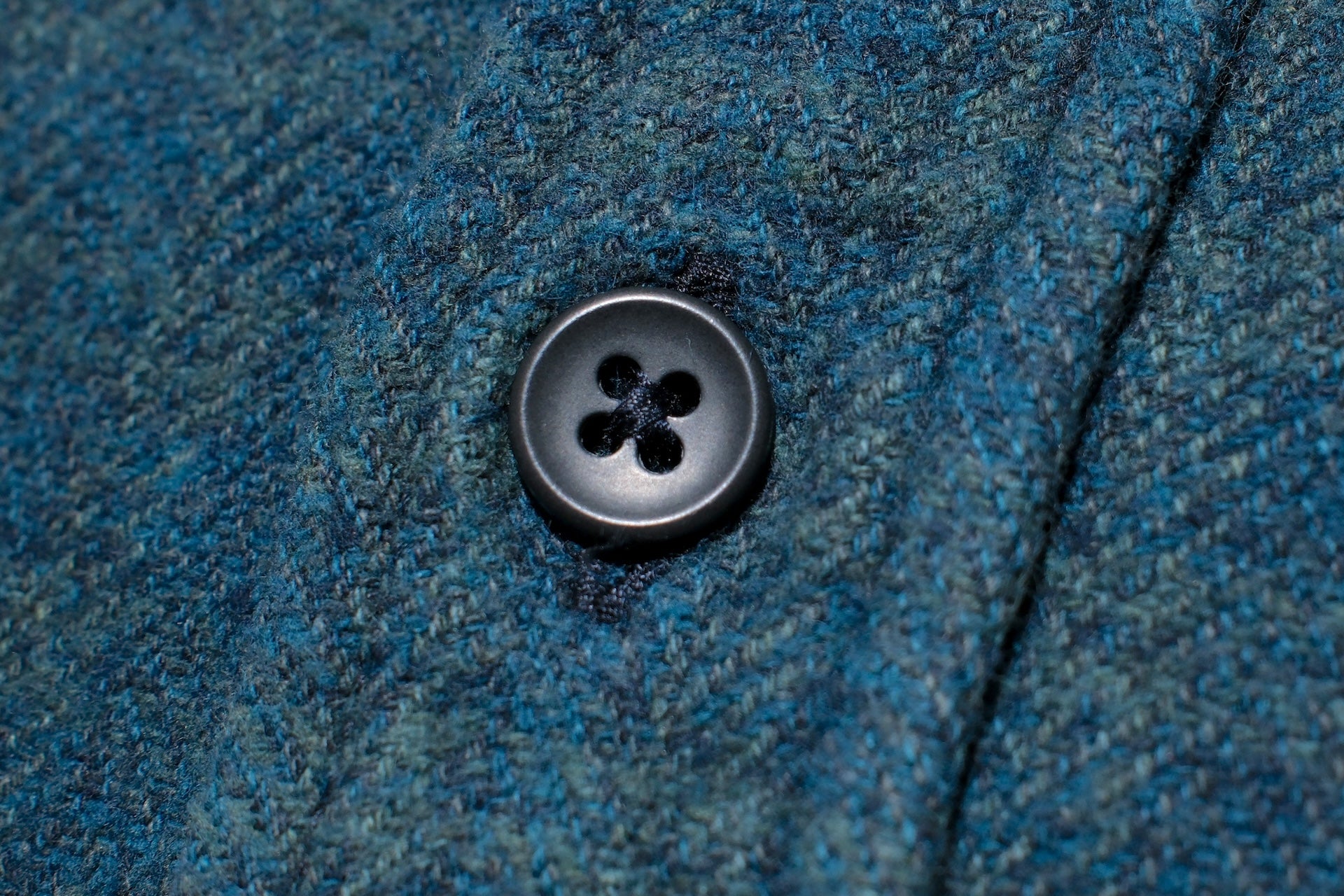 Pure Blue Japan 11oz “Indigo-Overdyed” Cotton Tweed Flannel Work Shirt (Green)