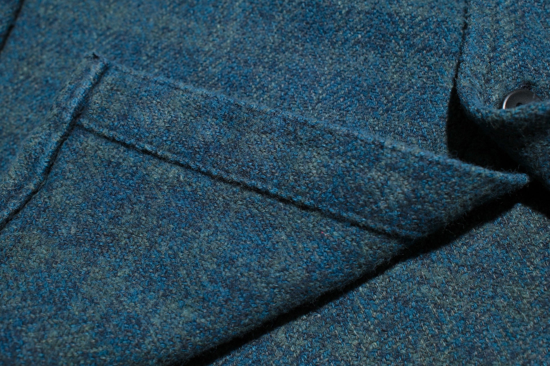 Pure Blue Japan 11oz “Indigo-Overdyed” Cotton Tweed Flannel Work Shirt (Green)