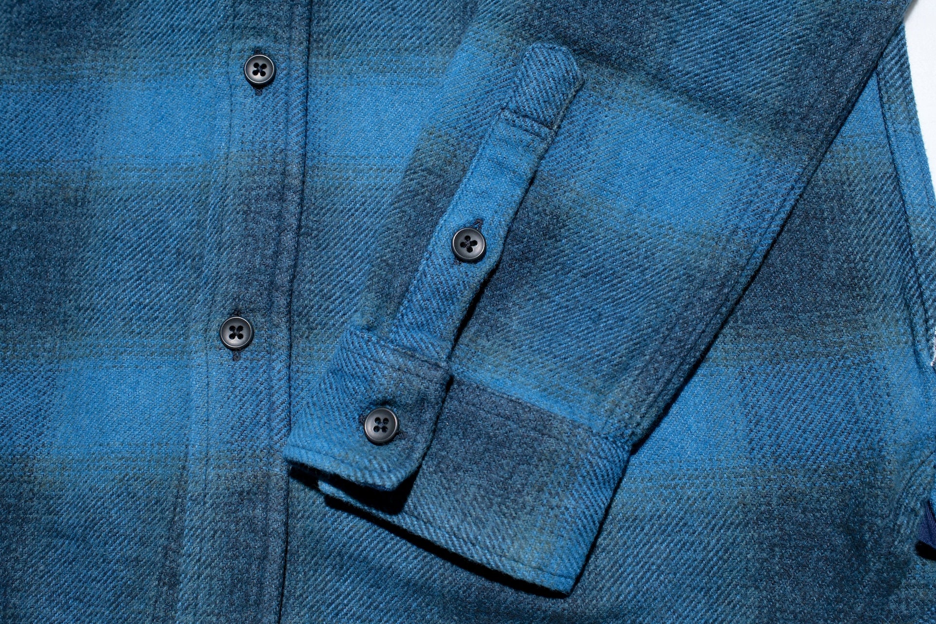 Pure Blue Japan 11oz “Indigo-Overdyed” Cotton Tweed Flannel Work Shirt (Beige)