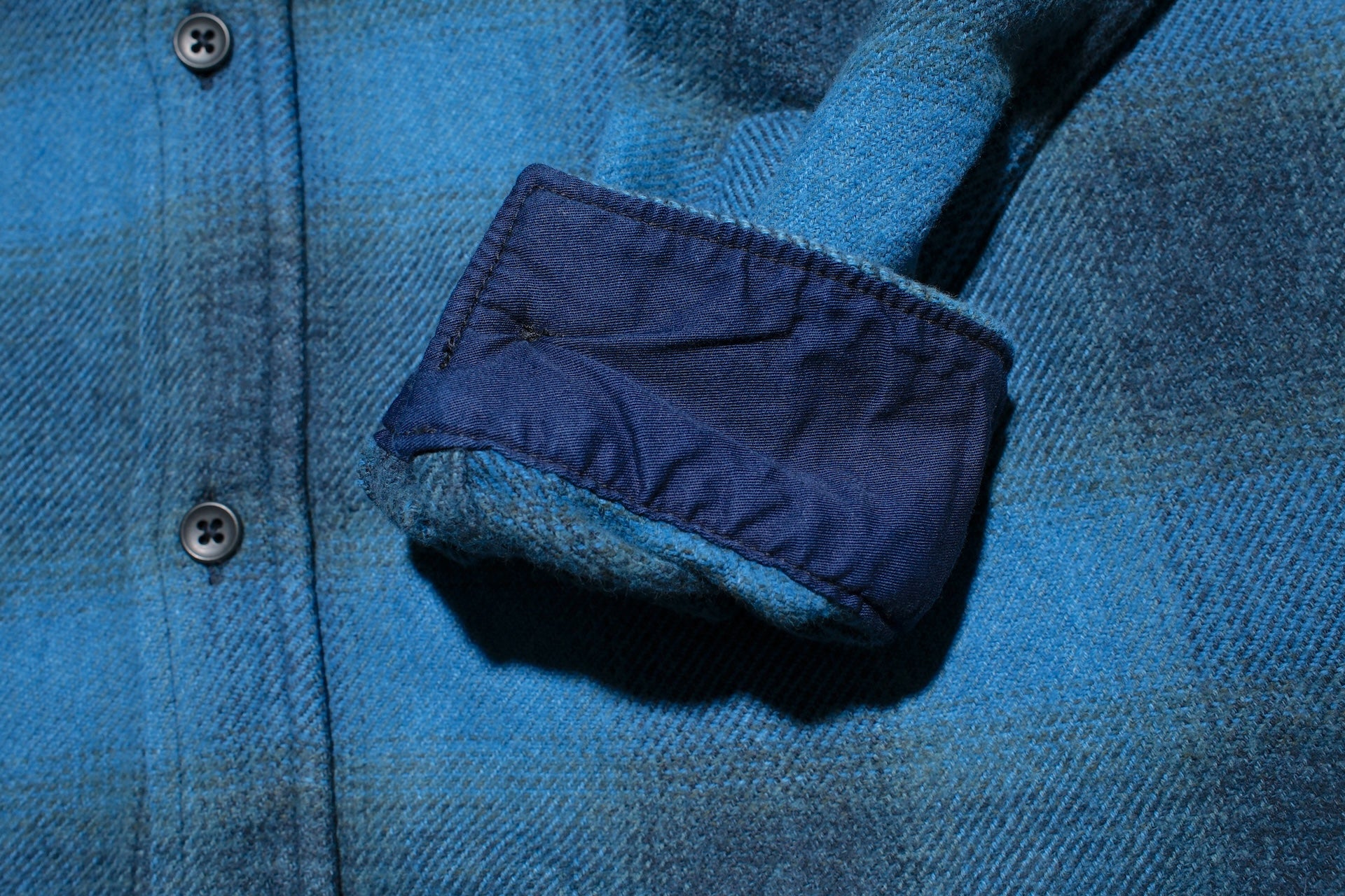 Pure Blue Japan 11oz “Indigo-Overdyed” Cotton Tweed Flannel Work Shirt (Beige)