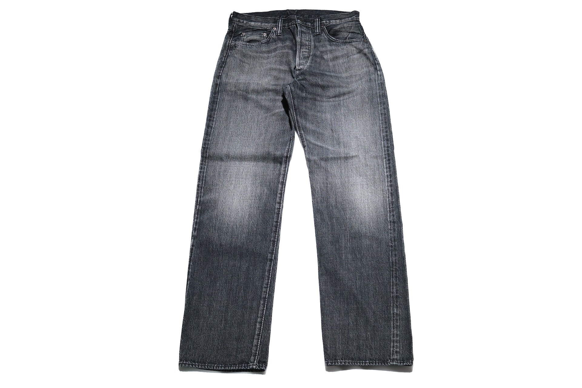 Pure Blue Japan 14oz Black Dyed “Natural Used Wash” USED-003-BK Denim (Regular Straight fit)