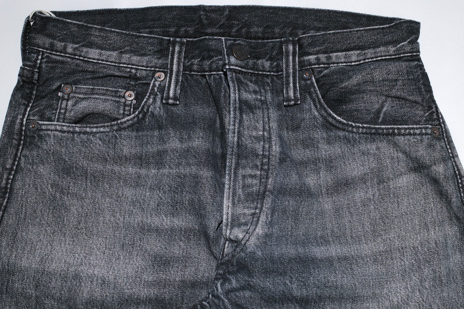 Pure Blue Japan 14oz Black Dyed “Natural Used Wash” USED-003-BK Denim (Regular Straight fit)