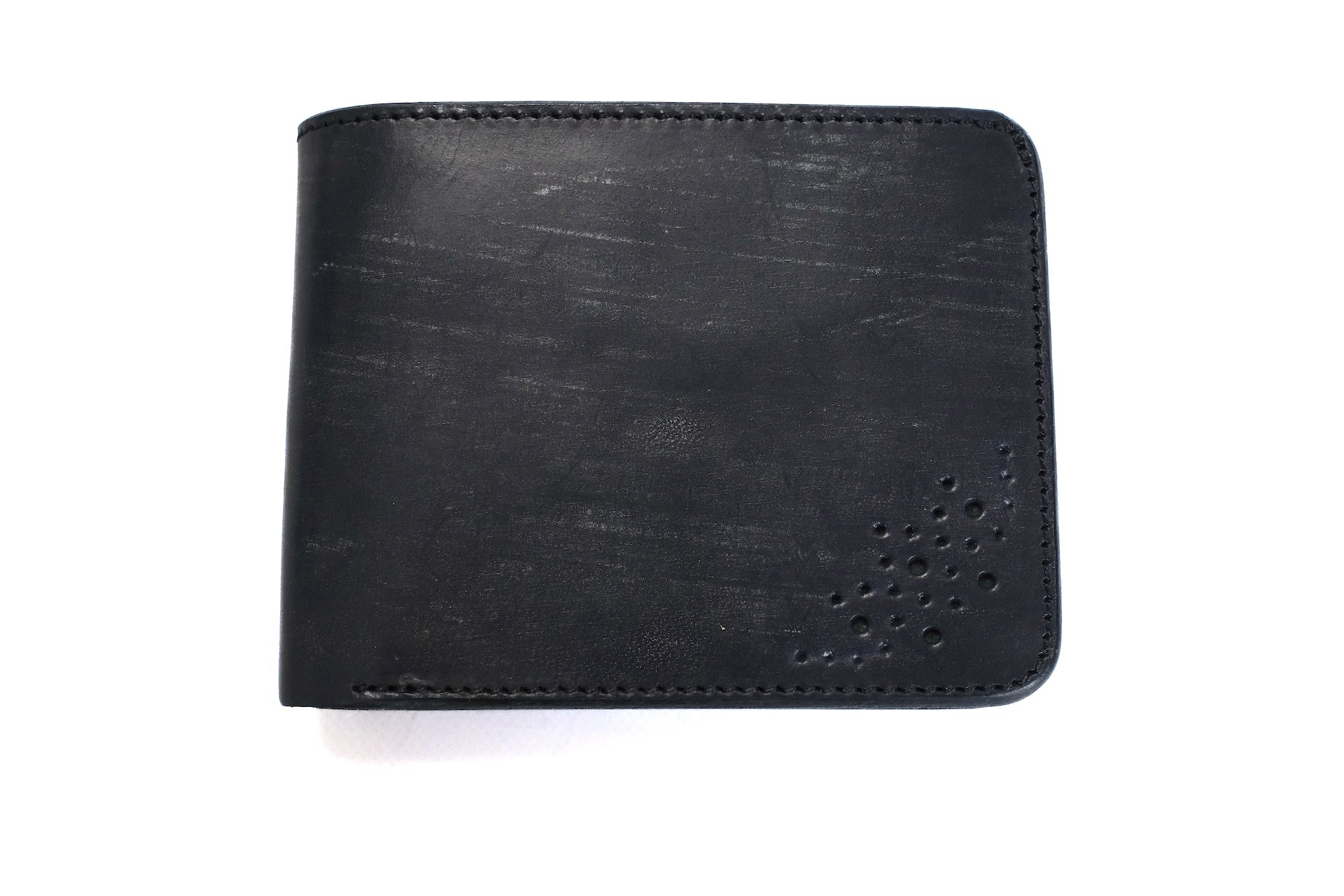 Ikenohata Ginkawaten X CORLECTION Bridle Cowhide Short Wallet (Midnight Navy)