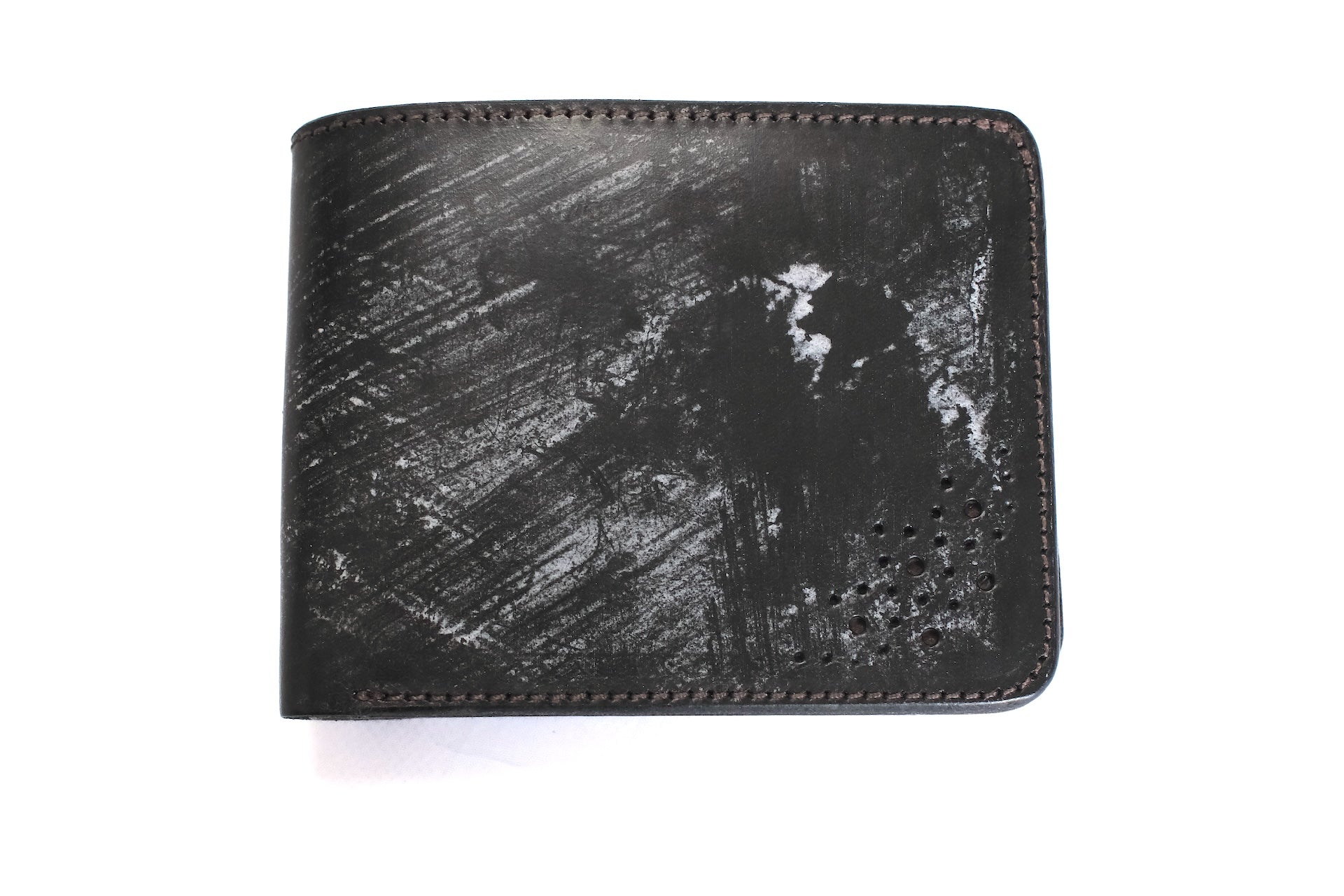 Ikenohata Ginkawaten X CORLECTION Bridle Cowhide Short Wallet (Pure Black)