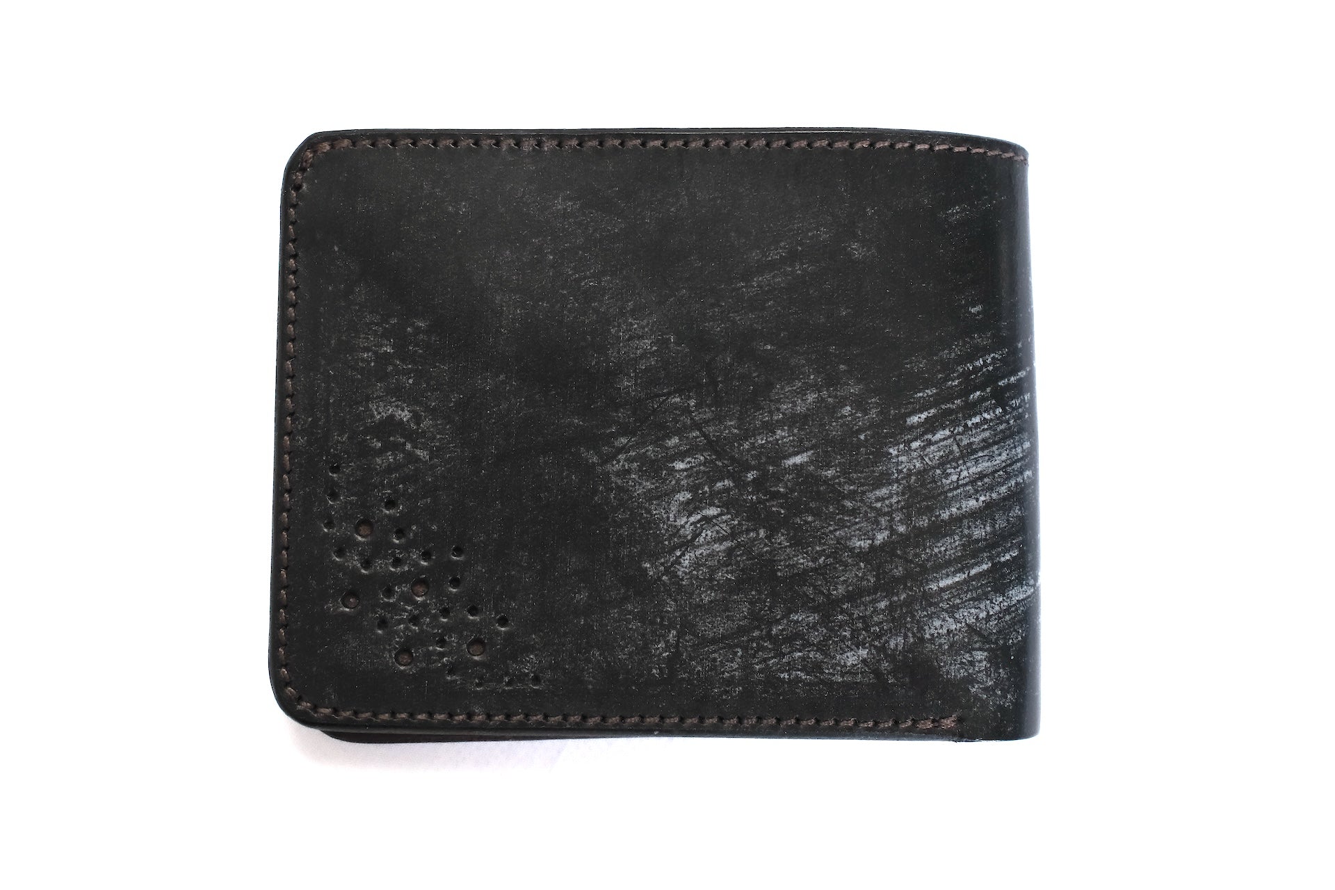 Ikenohata Ginkawaten X CORLECTION Bridle Cowhide Short Wallet (Pure Black)