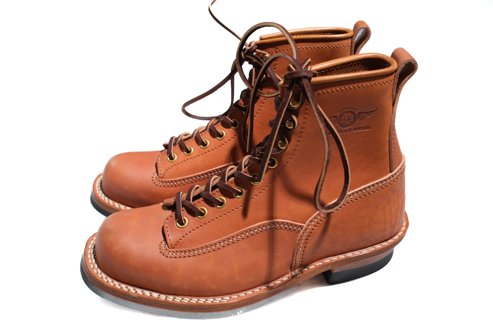 The Flat Head 6" Horsebutt Logger Boots (Camel Tea-core)