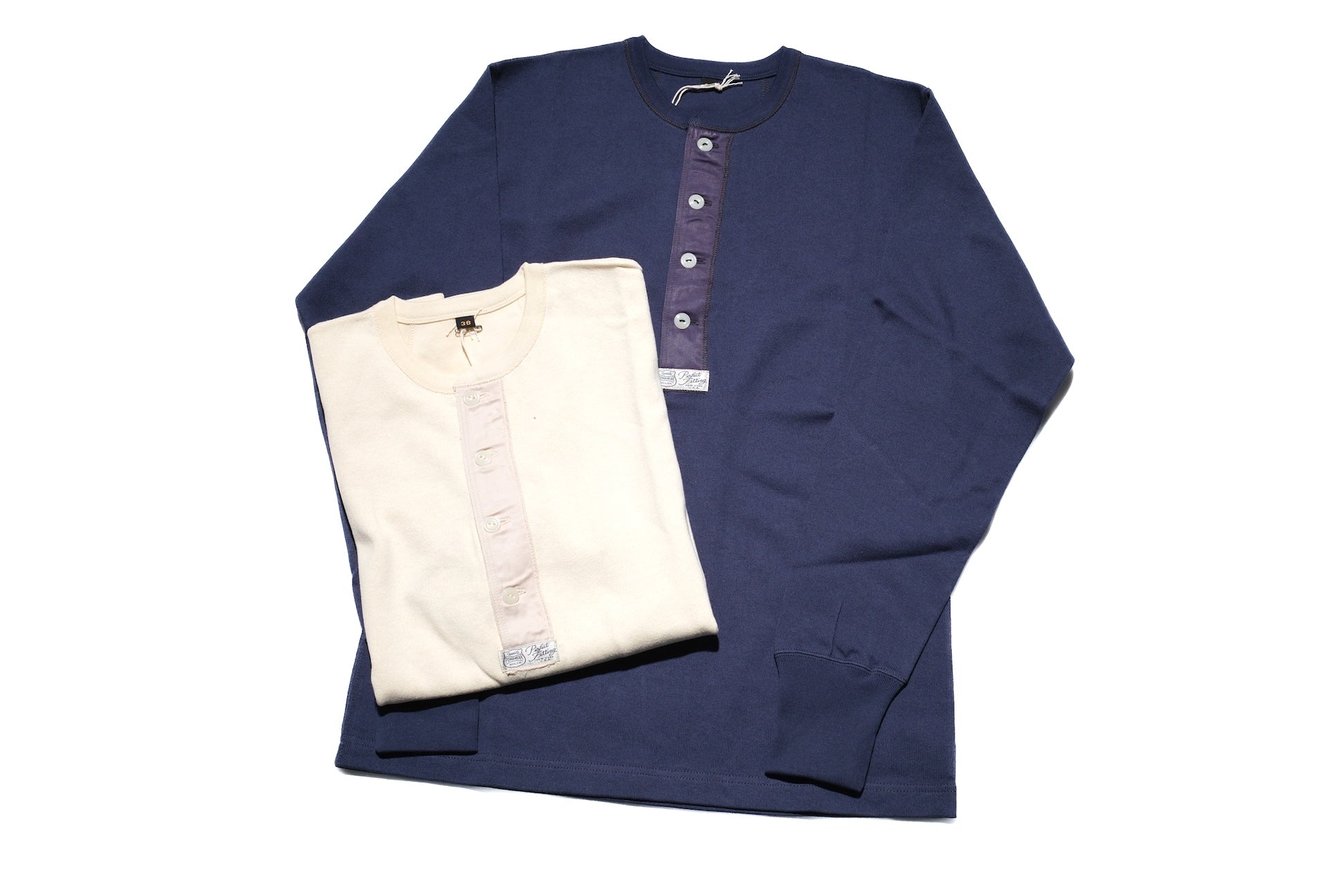 Freewheelers Heavyweight Henley Necked Long Sleeve Shirt (Straw Cream)