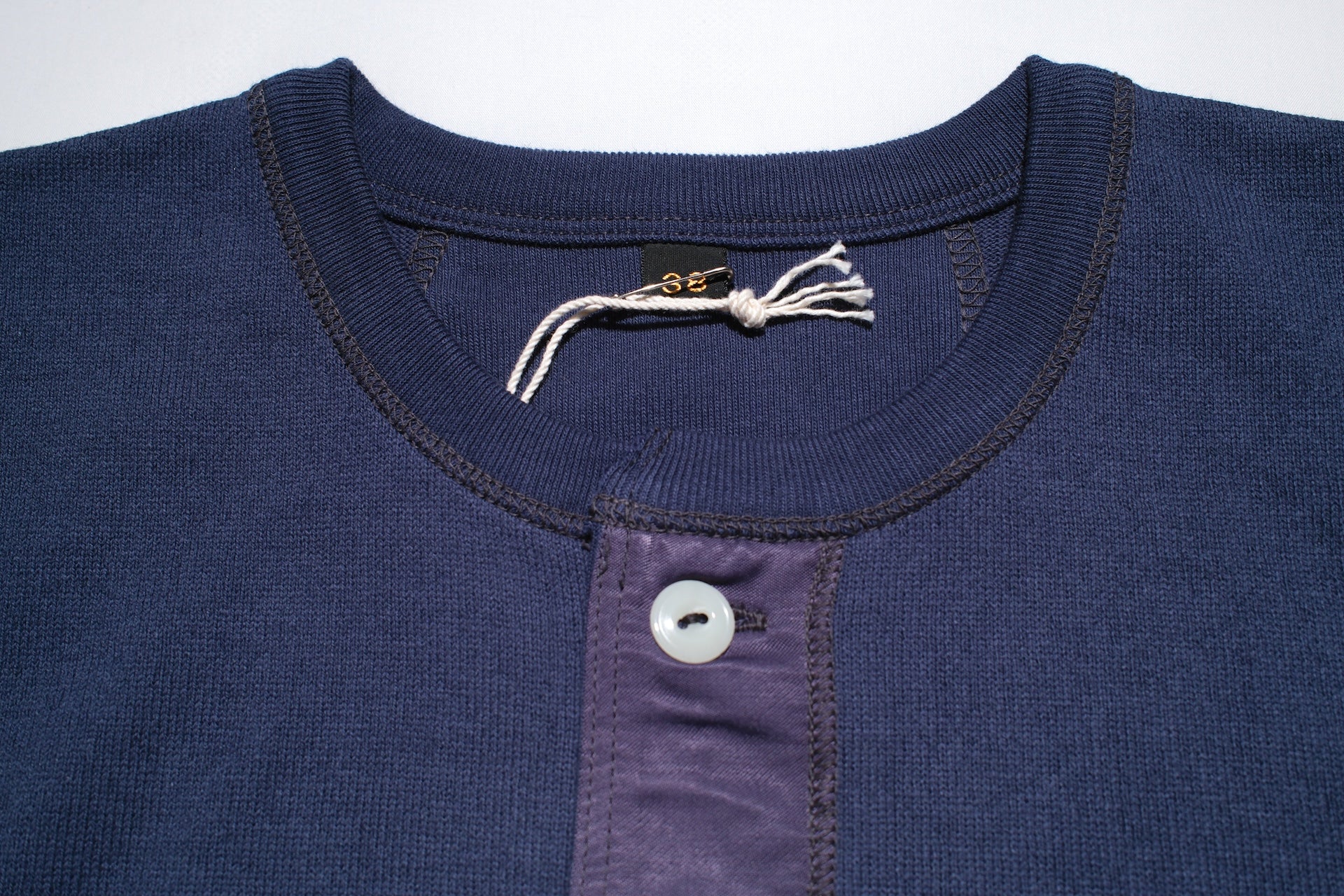 Freewheelers Heavyweight Henley Necked Long Sleeve Shirt (Dry Navy)