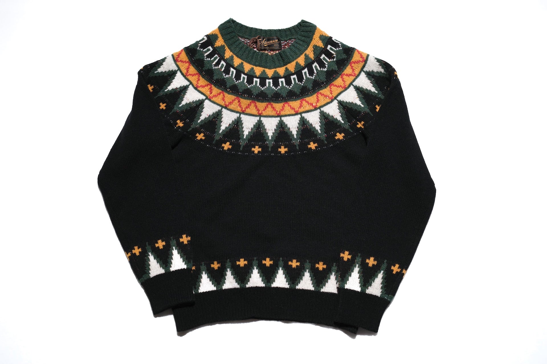 Stevenson Overall Co. "Geometric Alpine" Wool Sweater (Black)