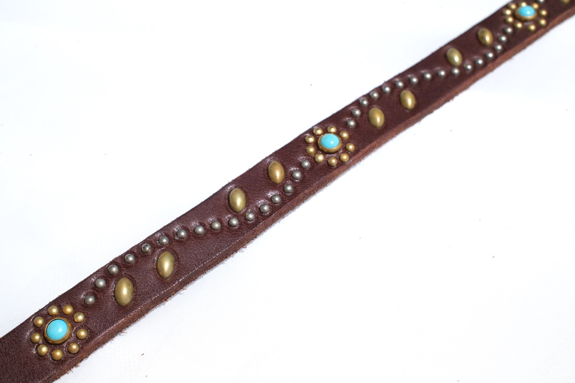 Hollywood Trading Company "Turquoise Bloom" Narrow Belt (Dark Brown Tea-core)