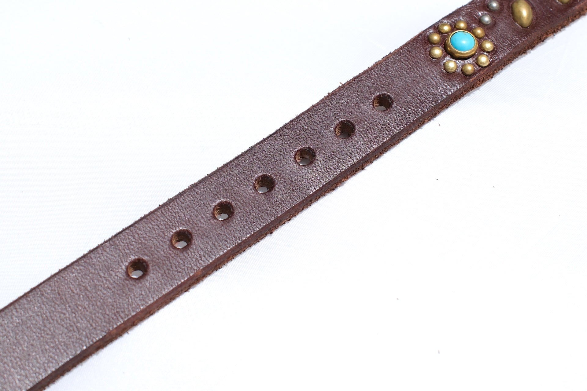 Hollywood Trading Company "Turquoise Bloom" Narrow Belt (Dark Brown Tea-core)