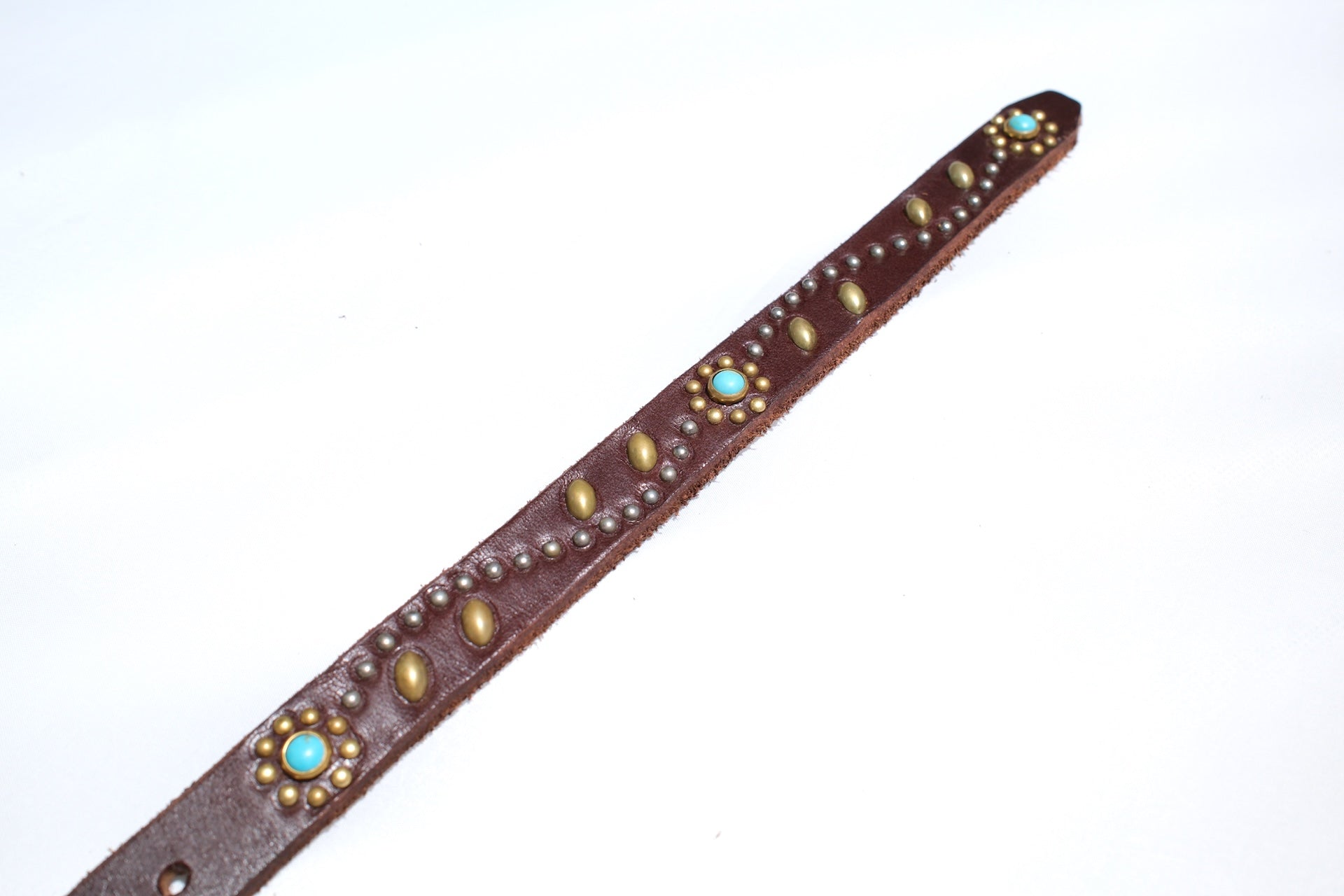 Hollywood Trading Company "Turquoise Bloom" Narrow Belt (Dark Brown Tea-core)
