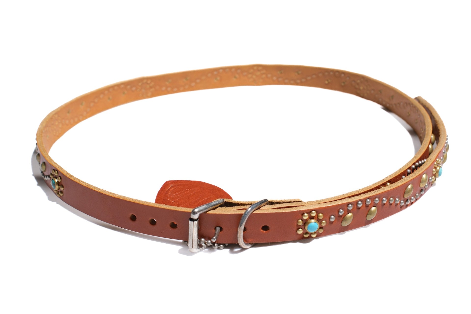 Hollywood Trading Company "Turquoise Bloom" Narrow Belt (Light Brown Teacore)