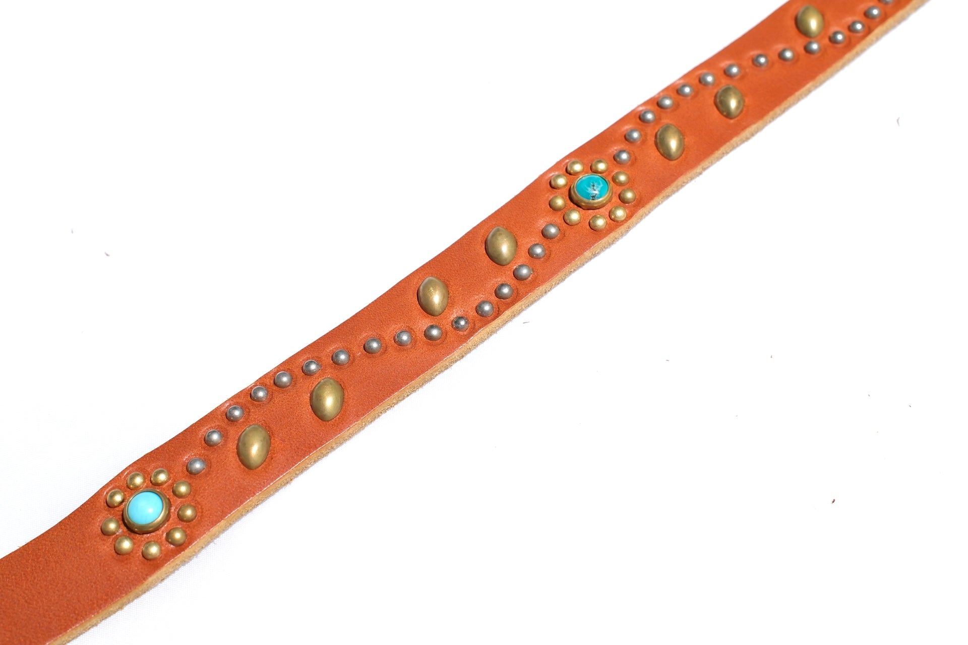 Hollywood Trading Company "Turquoise Bloom" Narrow Belt (Light Brown Teacore)