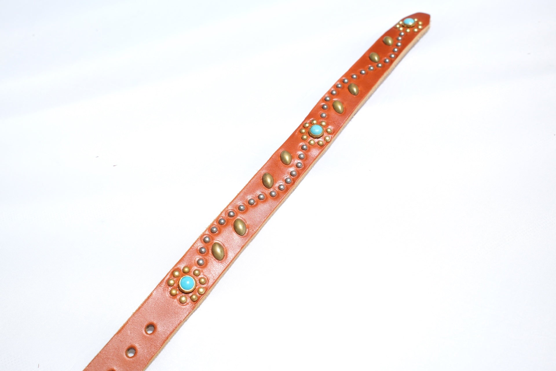 Hollywood Trading Company "Turquoise Bloom" Narrow Belt (Light Brown Teacore)