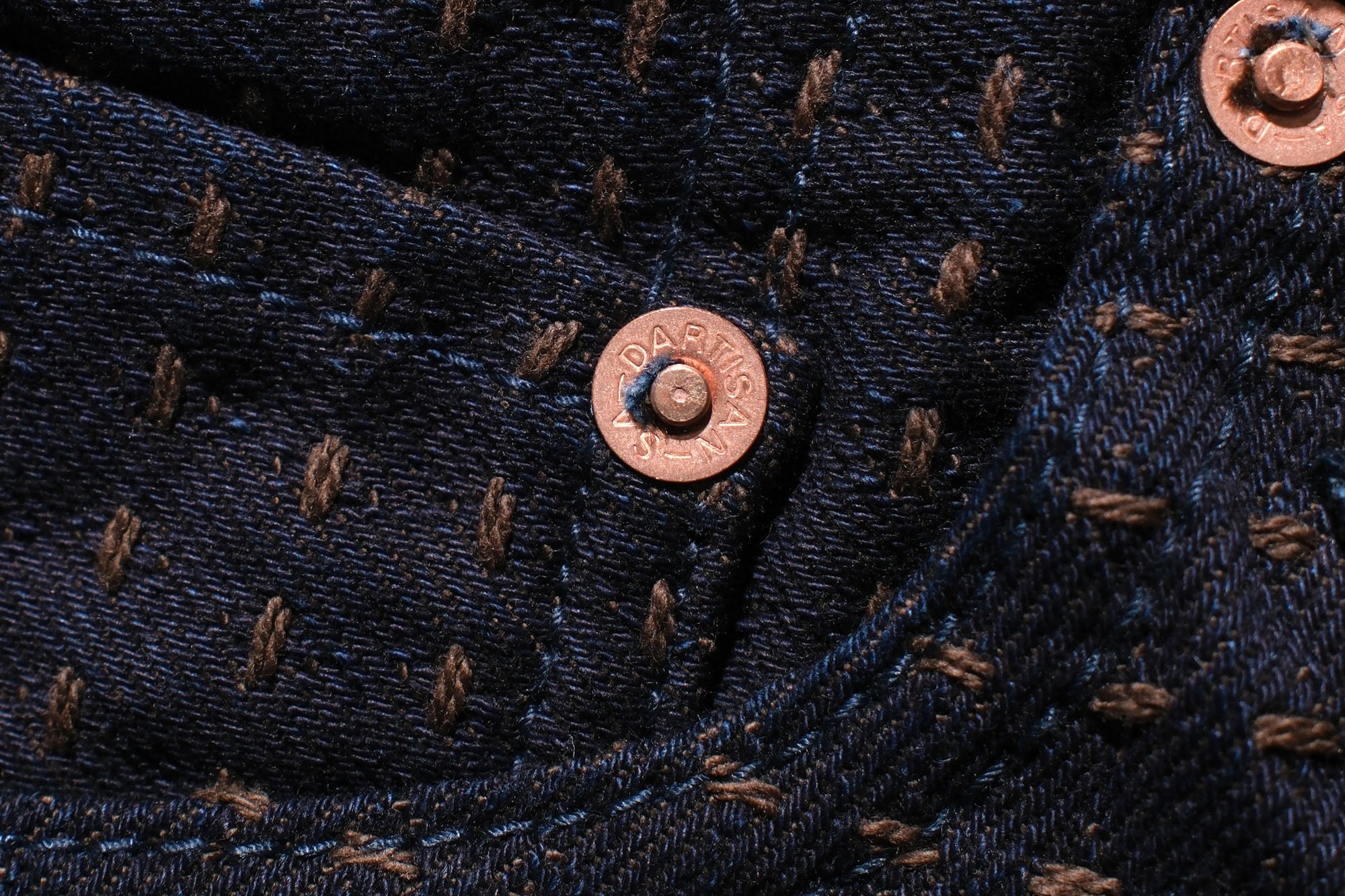 Studio D'Artisan 15oz “Denim Sashiko” Trousers (Indigo X Kakishibu)