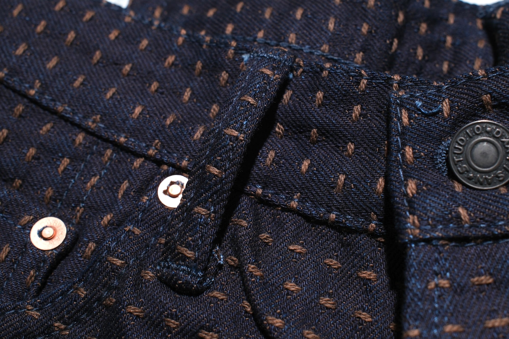 Studio D'Artisan 15oz “Denim Sashiko” Trousers (Indigo X Kakishibu)