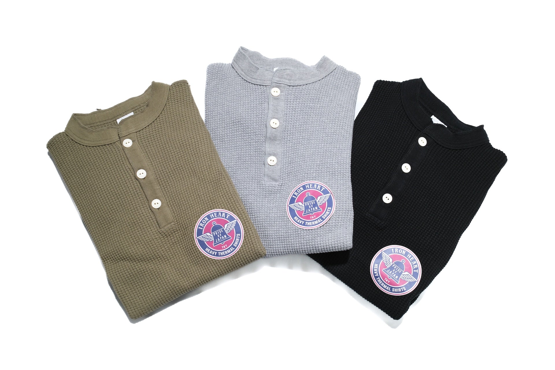 Iron Heart Heavyweight “Waffle Knit” L/S Henley Thermal (Olive)