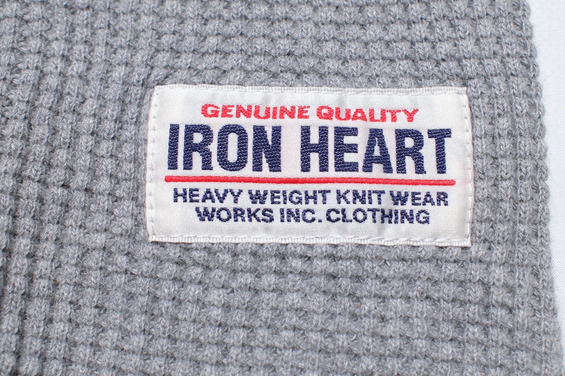 Iron Heart Heavyweight “Waffle Knit” L/S Plain Thermal (Grey)