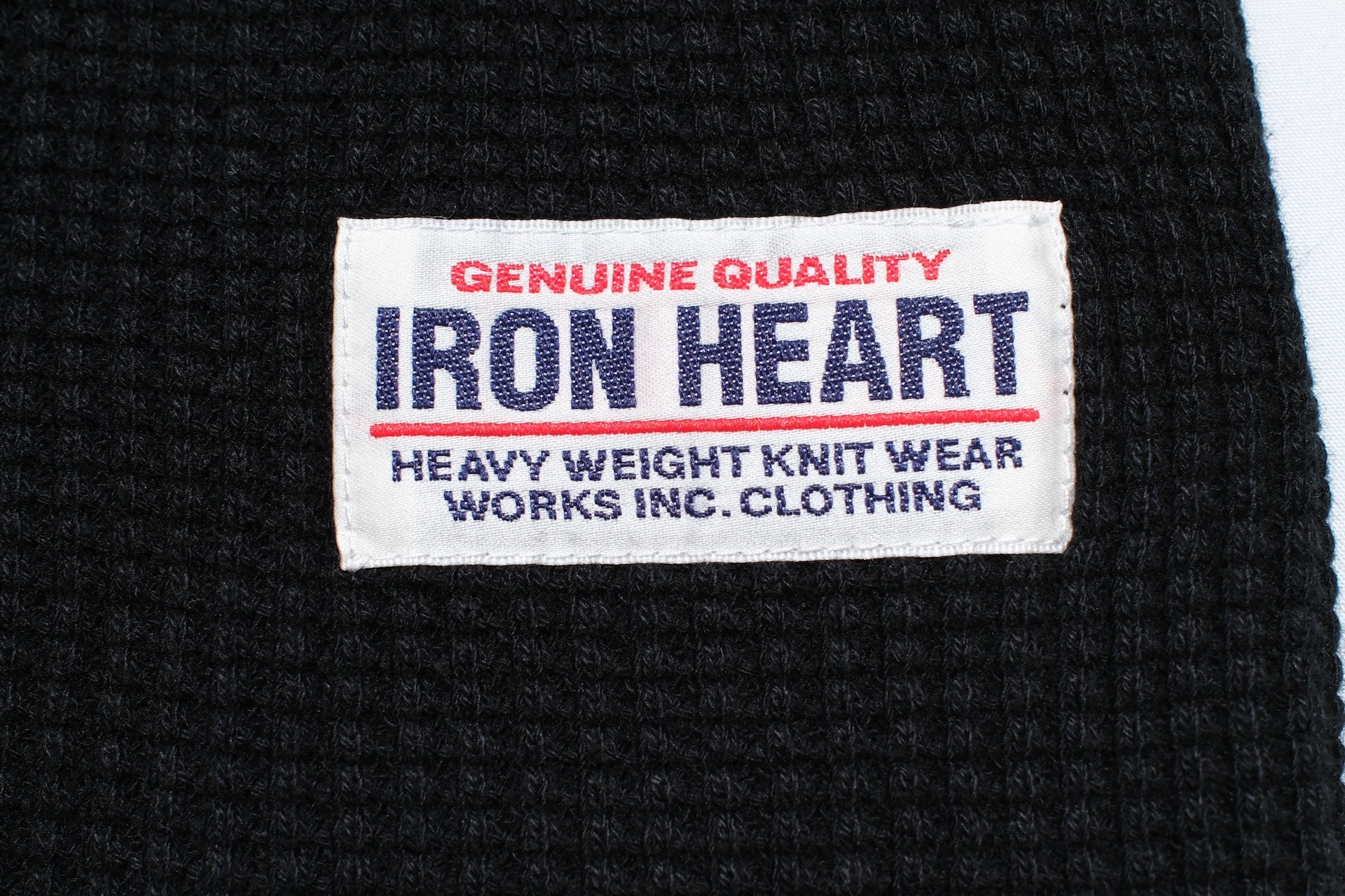 Iron Heart Heavyweight “Waffle Knit” L/S Plain Thermal (Black)