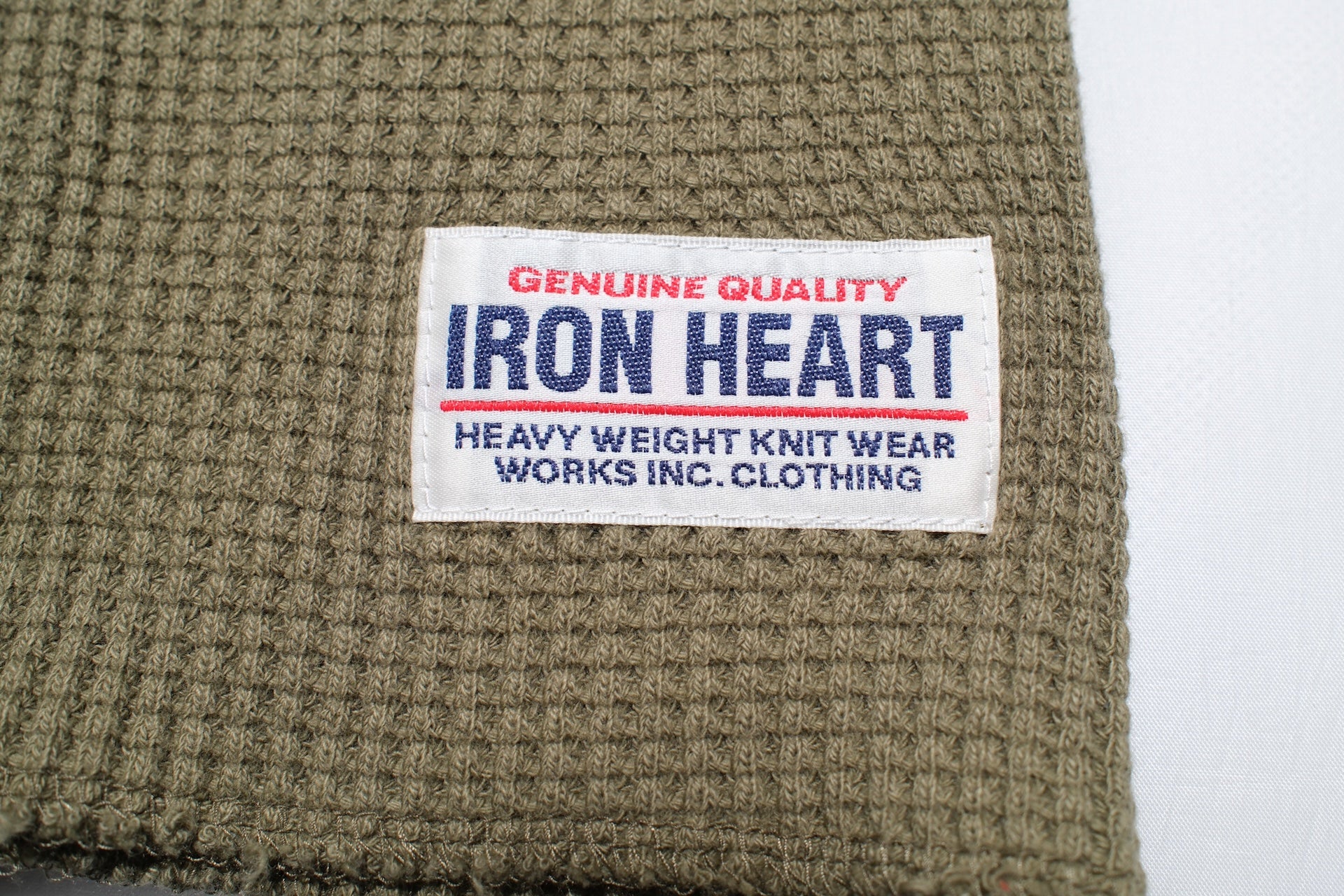 Iron Heart Heavyweight “Waffle Knit” L/S Plain Thermal (Olive)