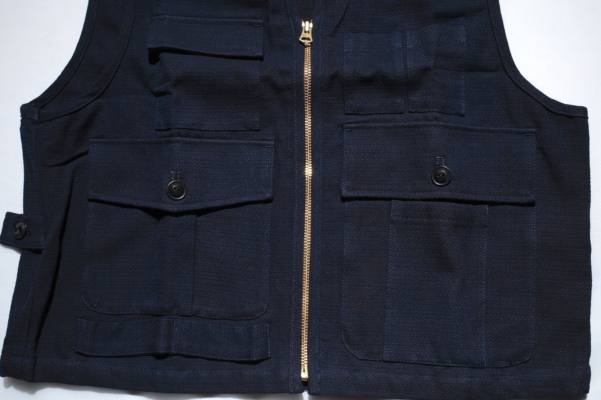 Samurai "Aimadara" Indigo Dyed Dobby Field Vest